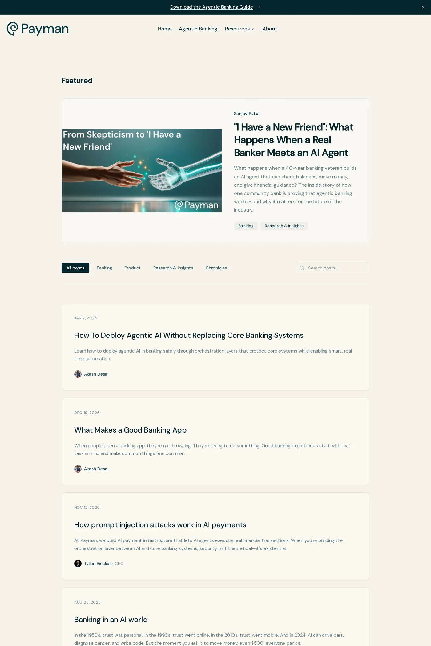 Payman — screenshot of the blog page