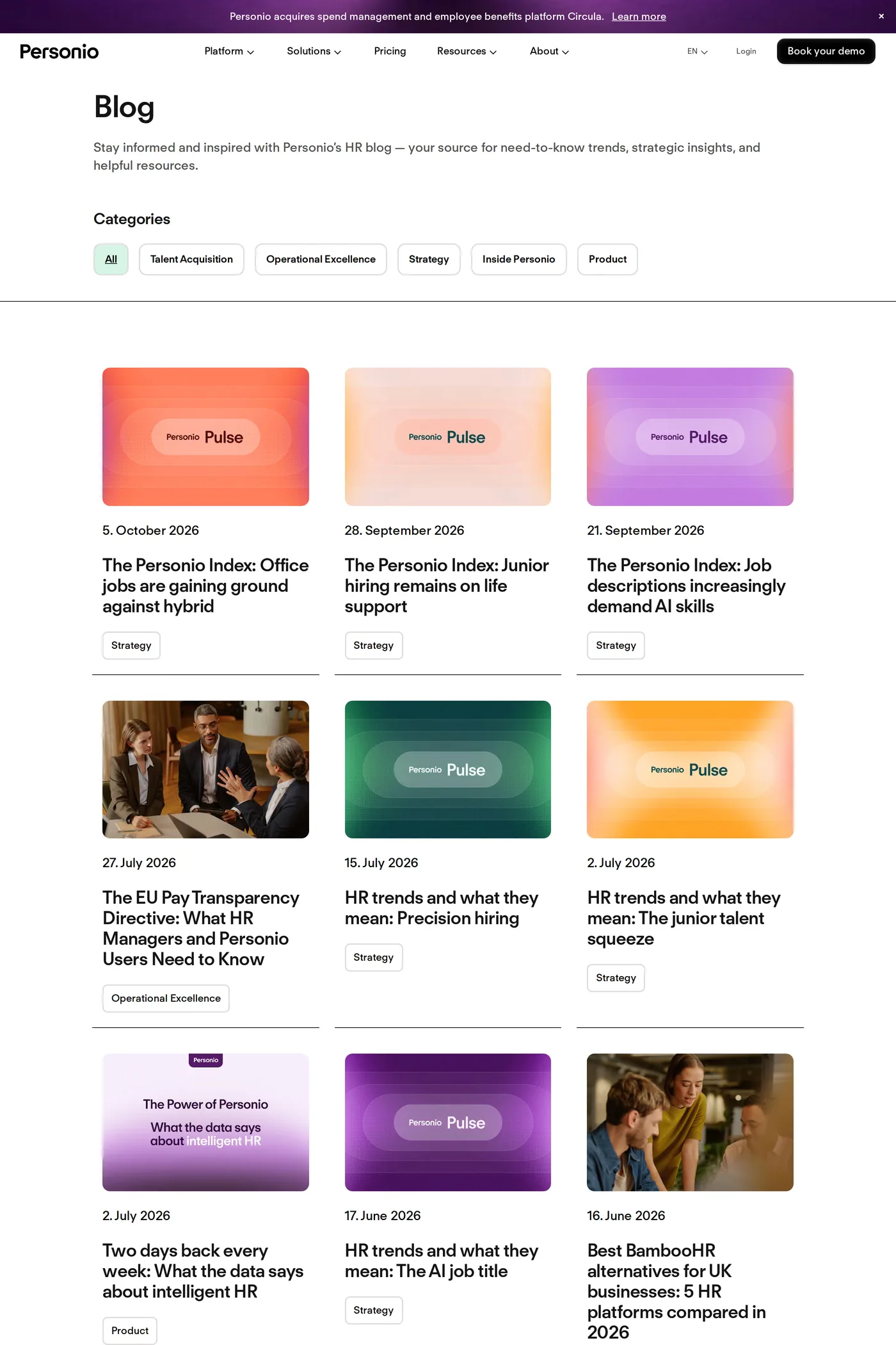Personio — screenshot of the blog page