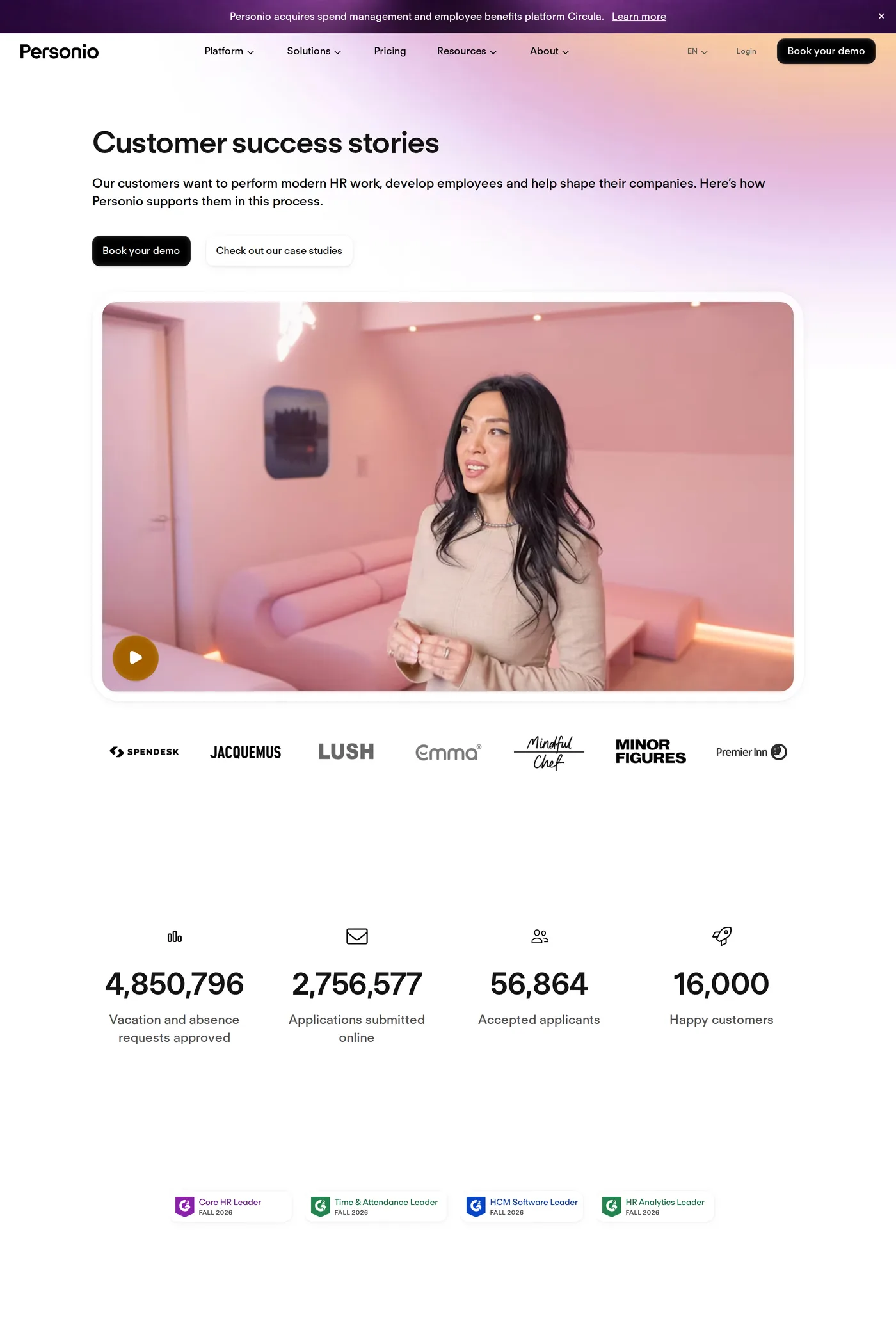 Personio — screenshot of the case studies page