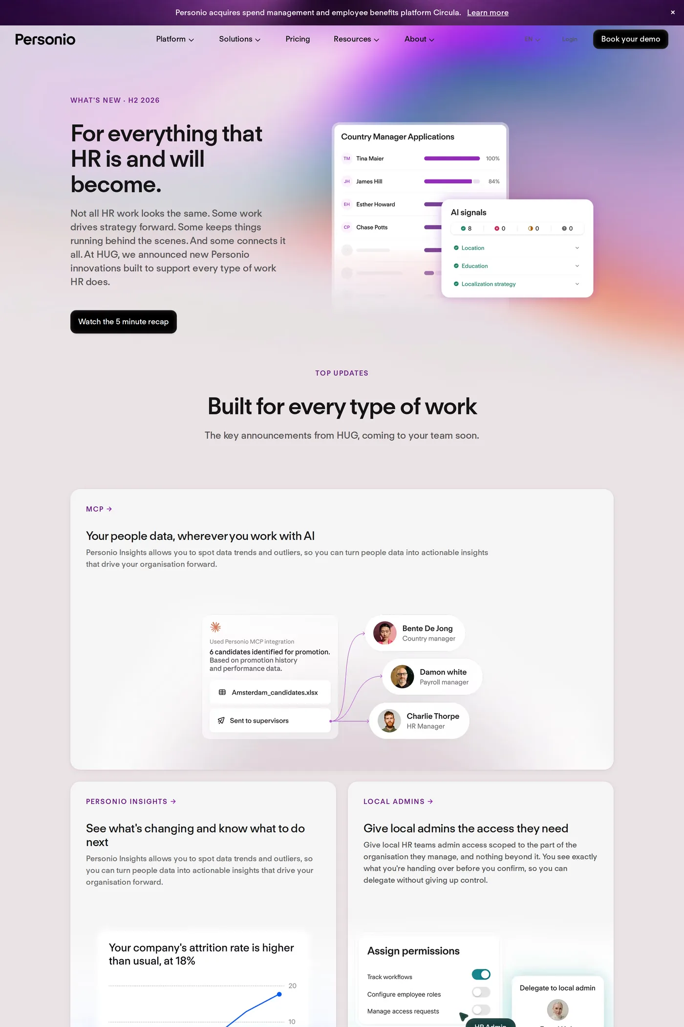 Personio — screenshot of the changelog page