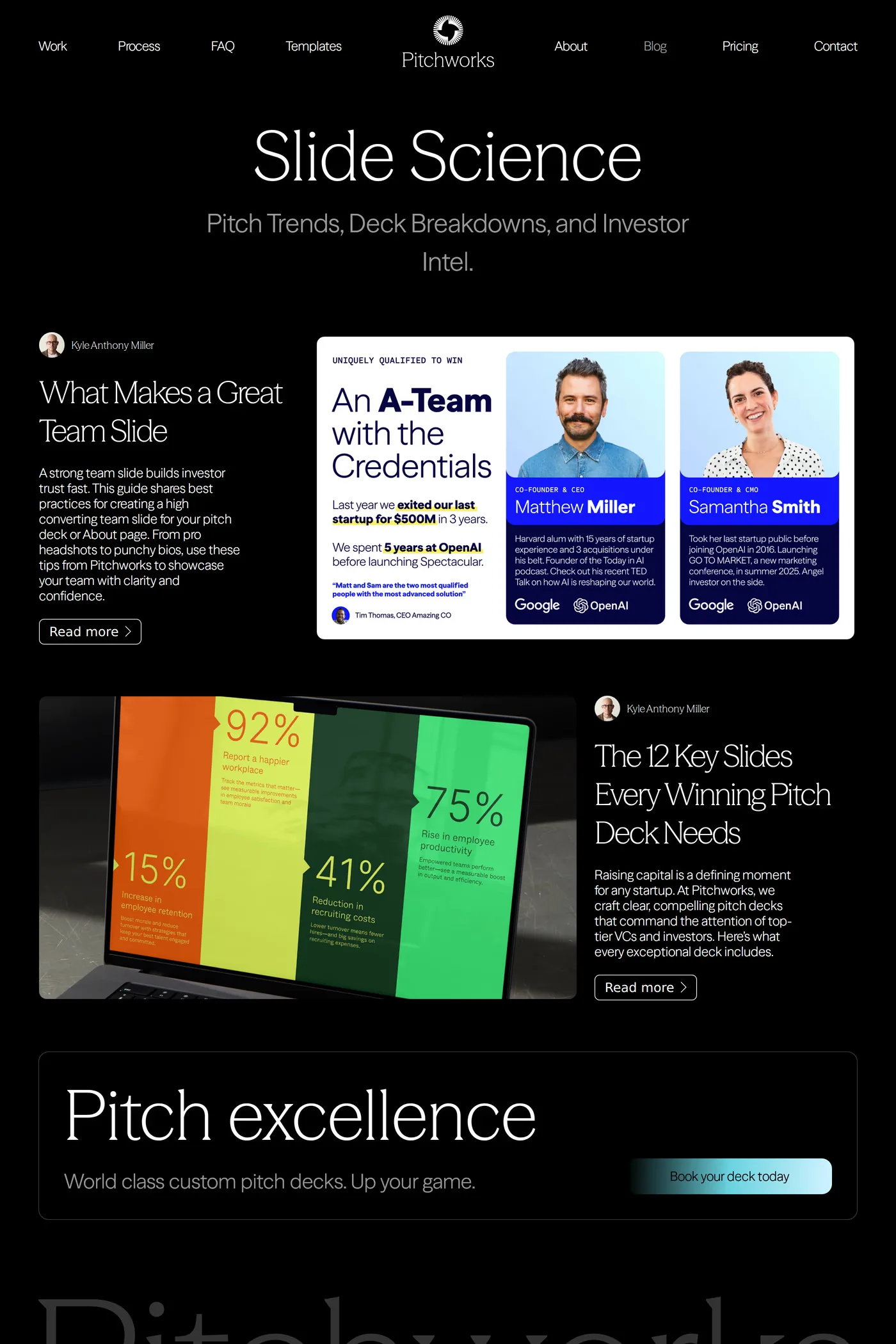 Pitch-Works — screenshot of the blog page