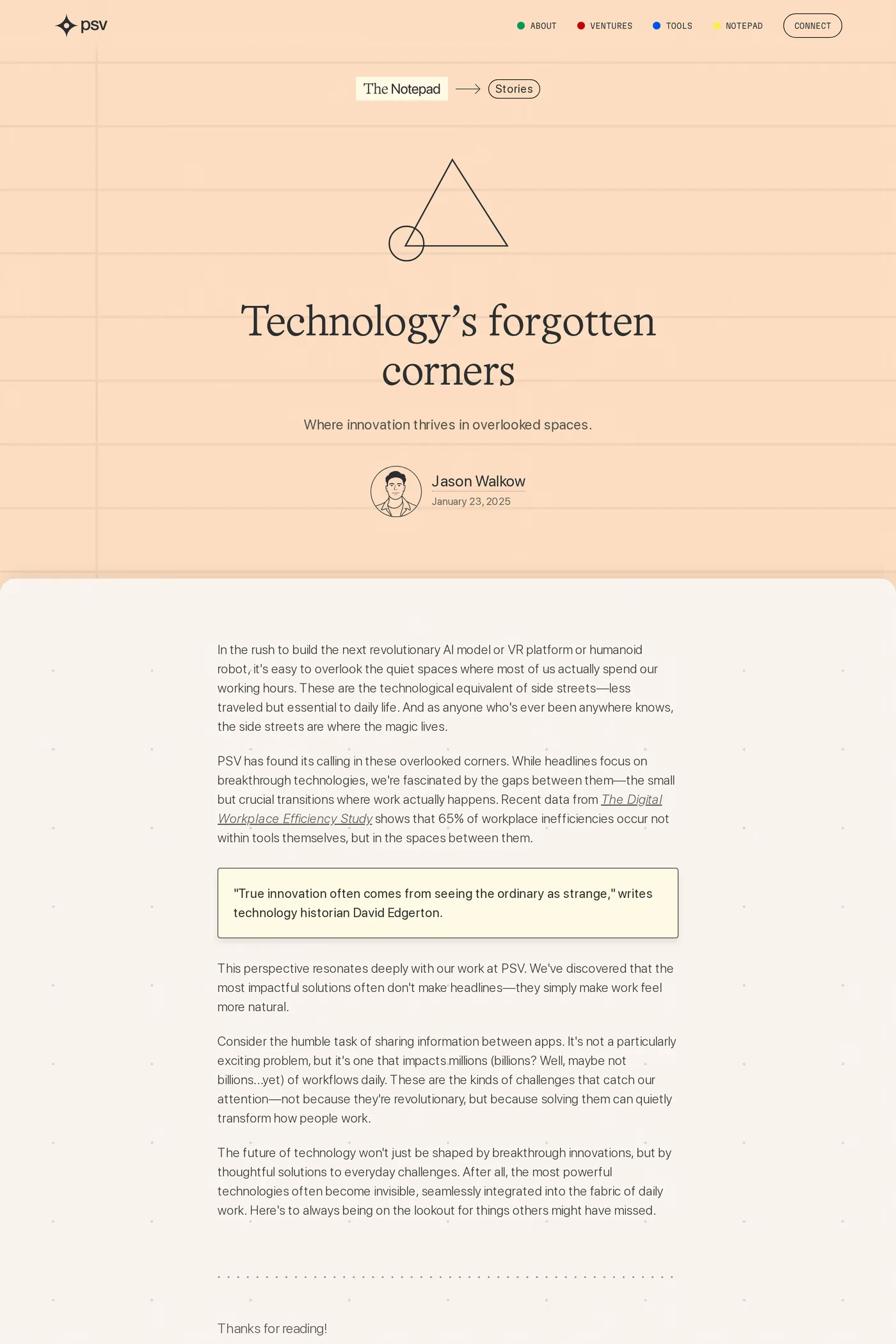 Plain Sight Ventures — screenshot of the blog page