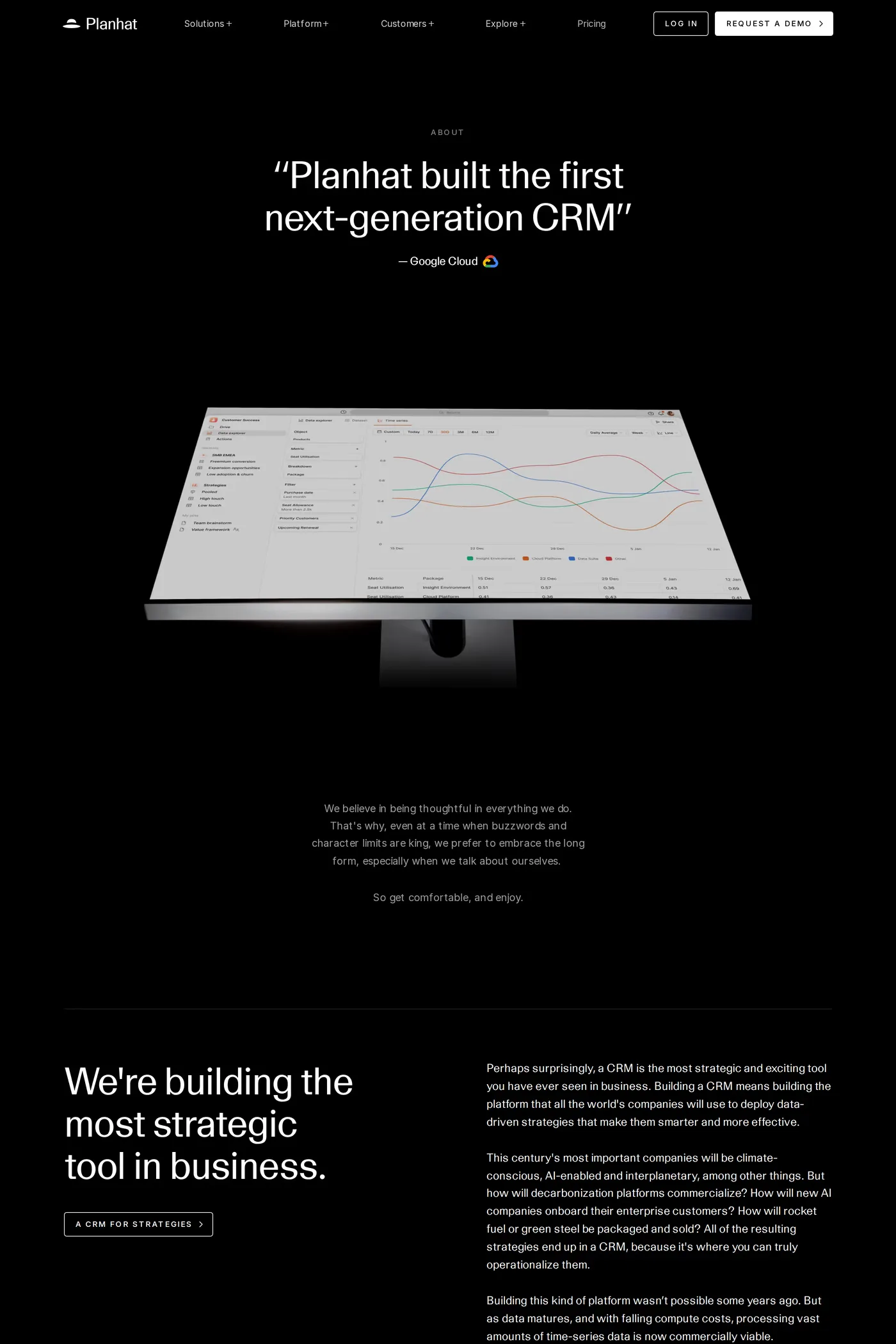 Planhat — screenshot of the about page