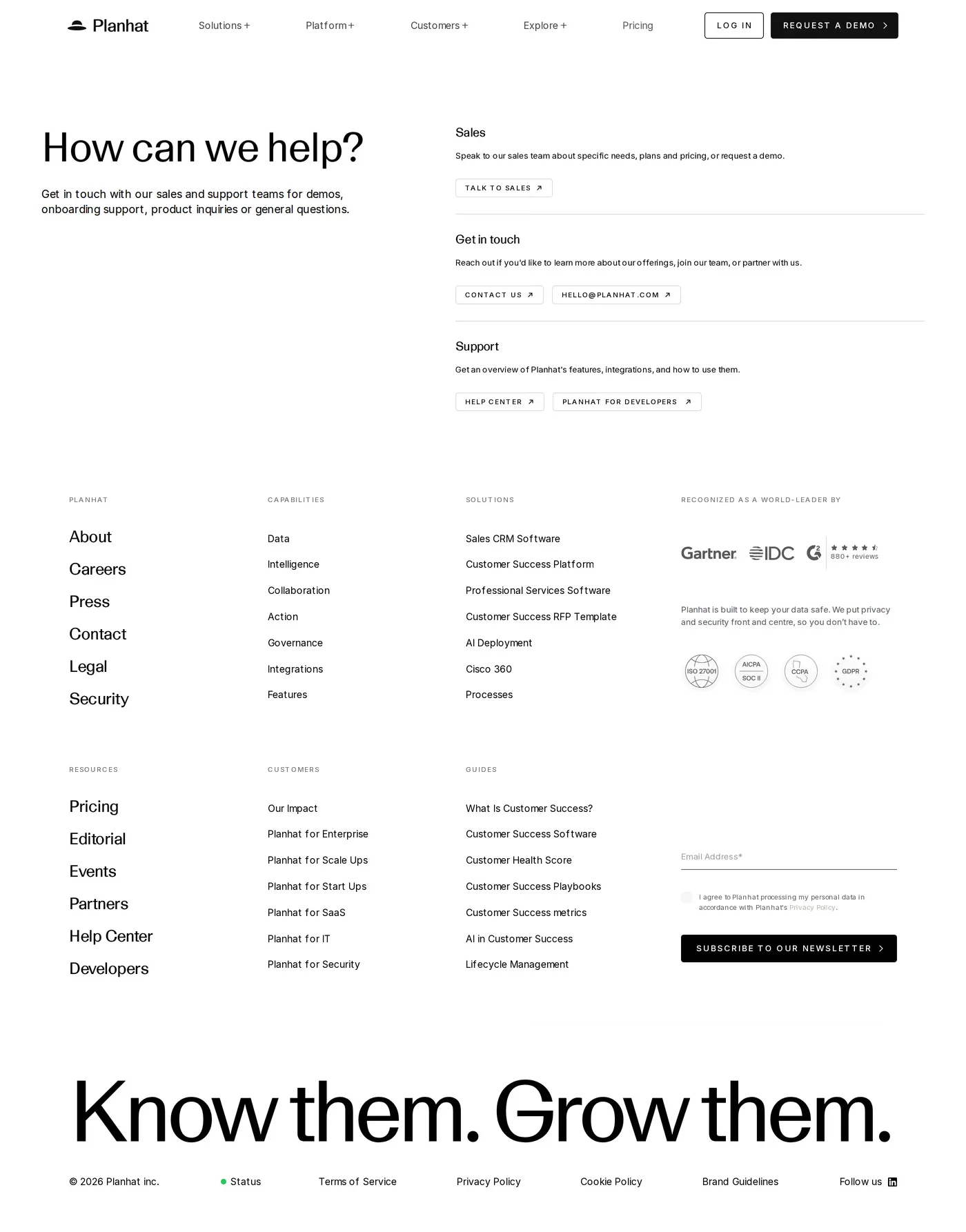 Planhat — screenshot of the contact page