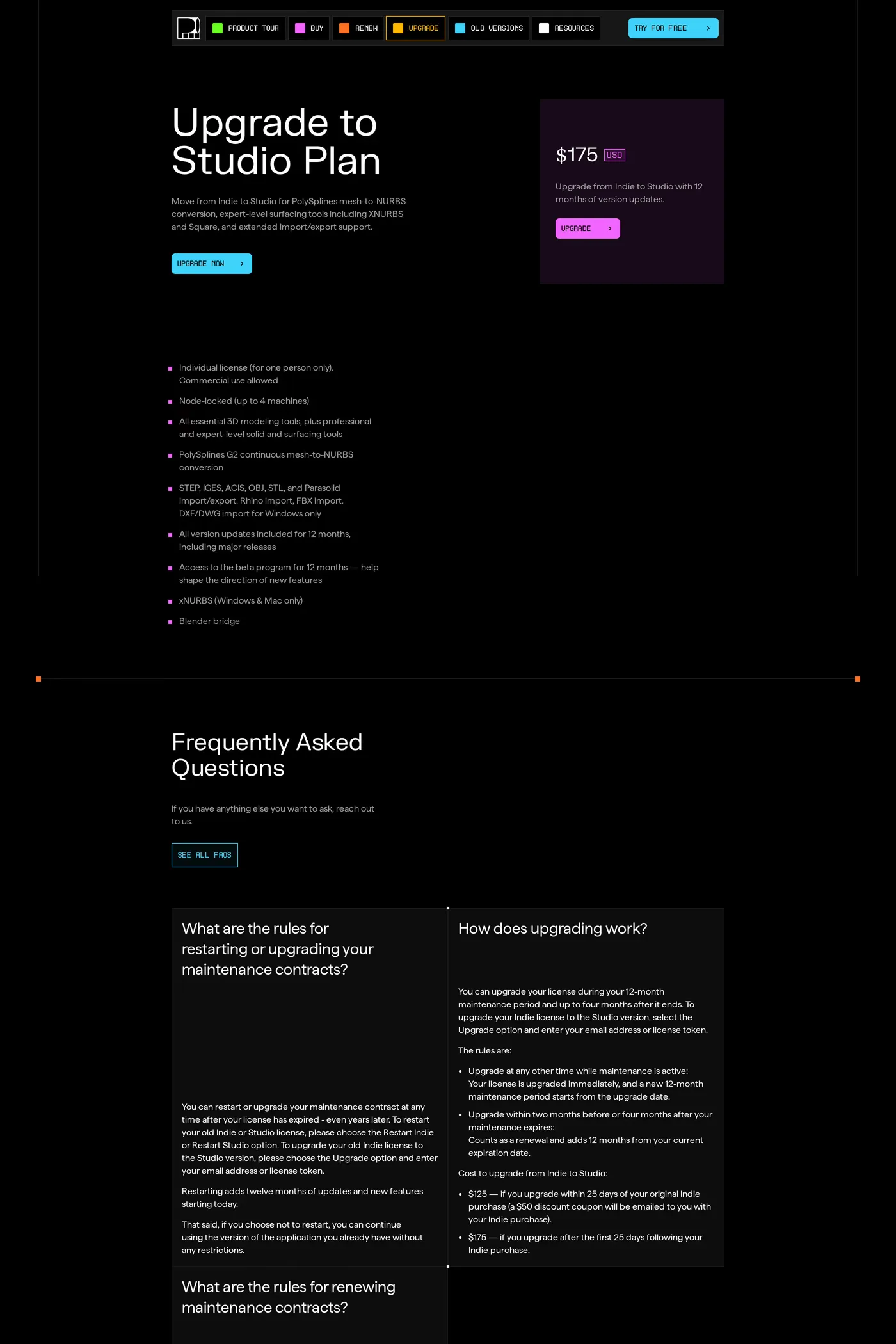 Plasticity — screenshot of the pricing page