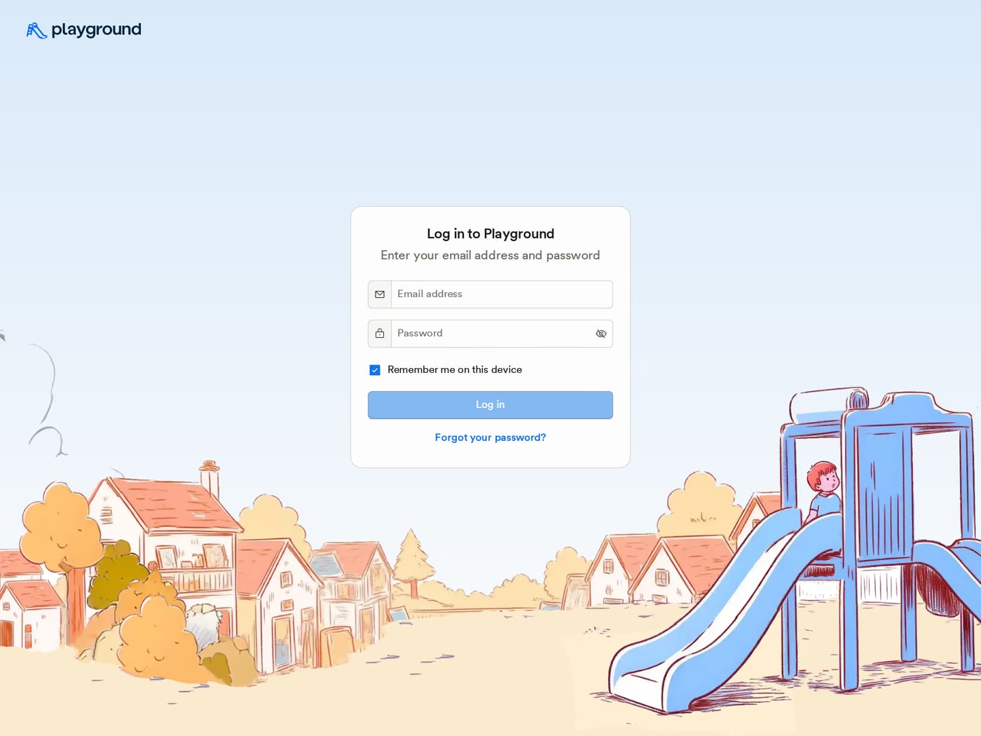 Playground — screenshot of the login page