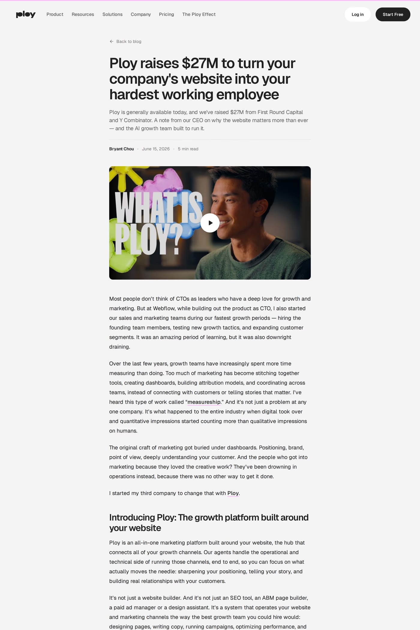 Ploy — screenshot of the blog page