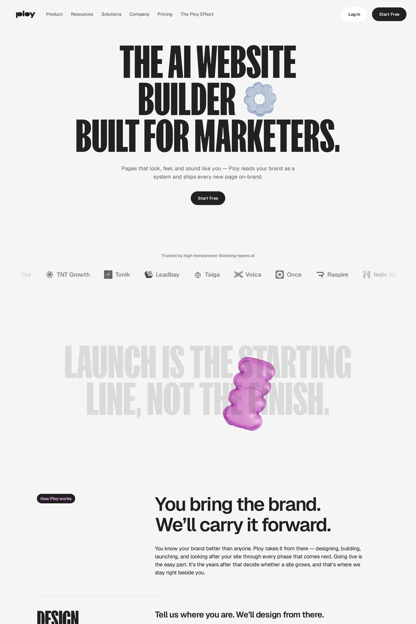Ploy — screenshot of the features page