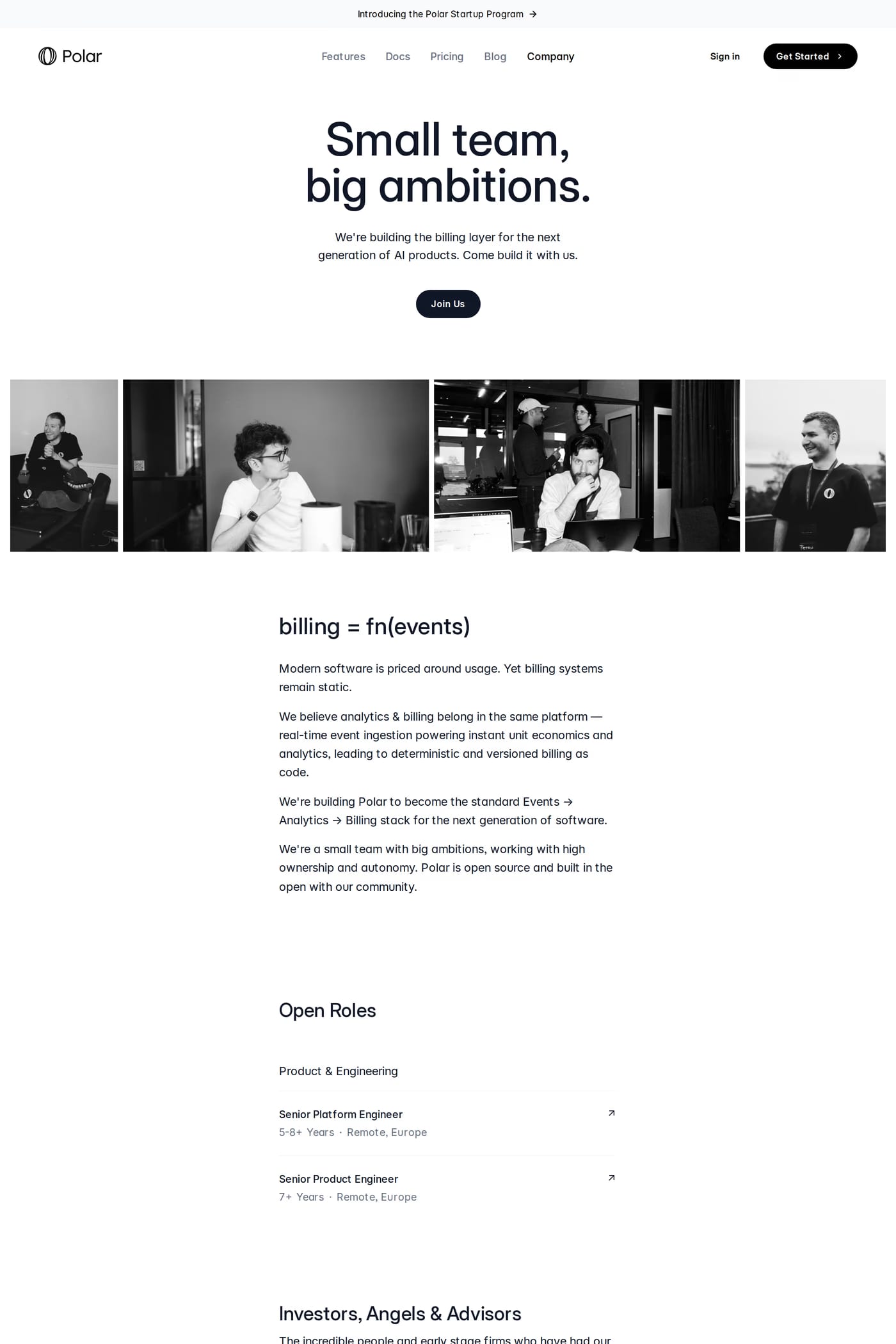Polar — screenshot of the about page