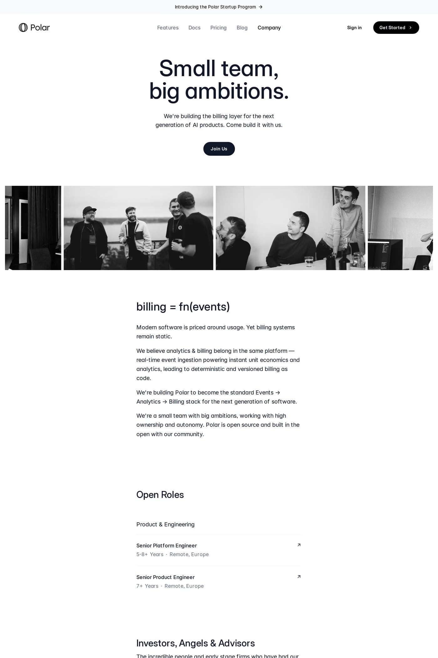 Polar — screenshot of the careers page