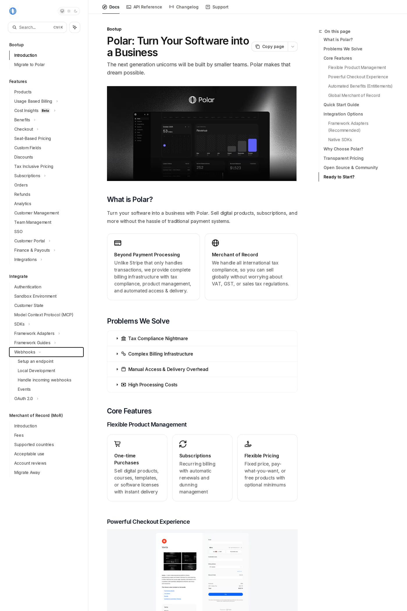Polar — screenshot of the docs page