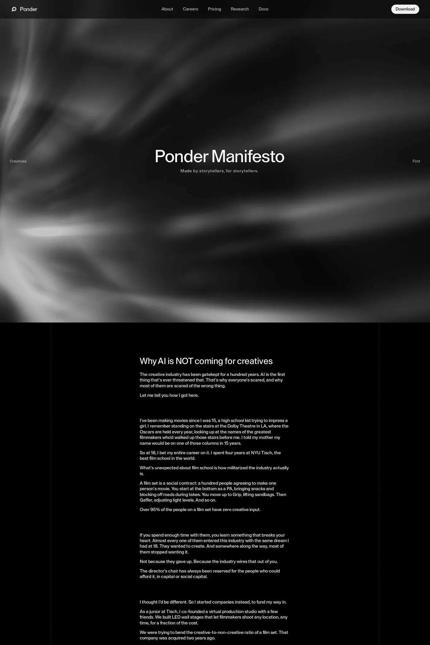 Ponder — screenshot of the about page