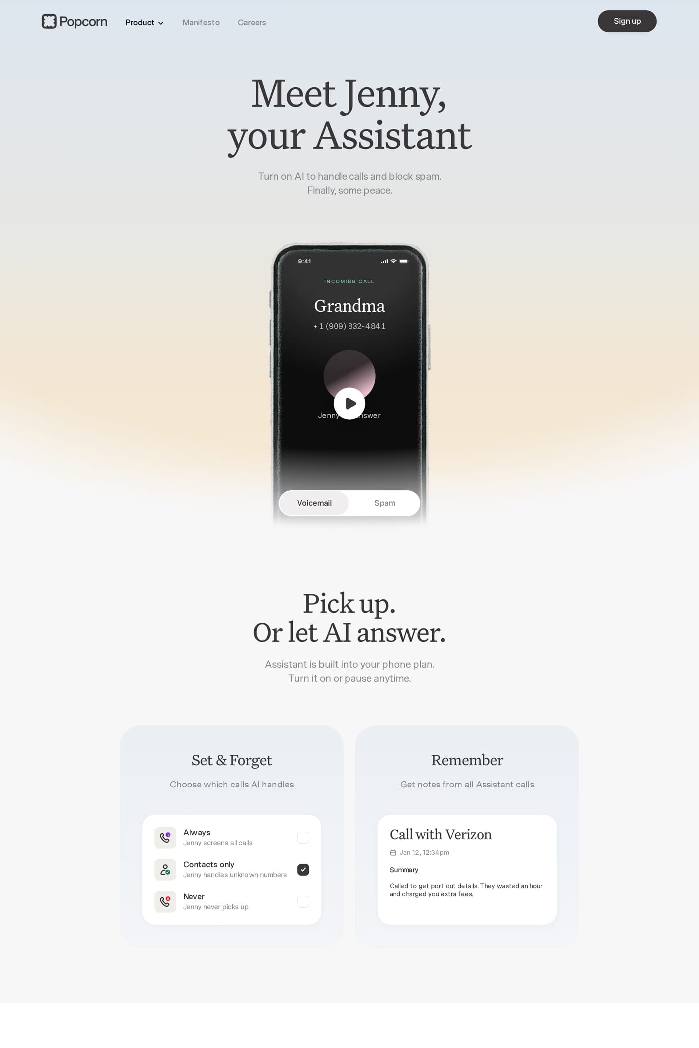 Popcorn features page