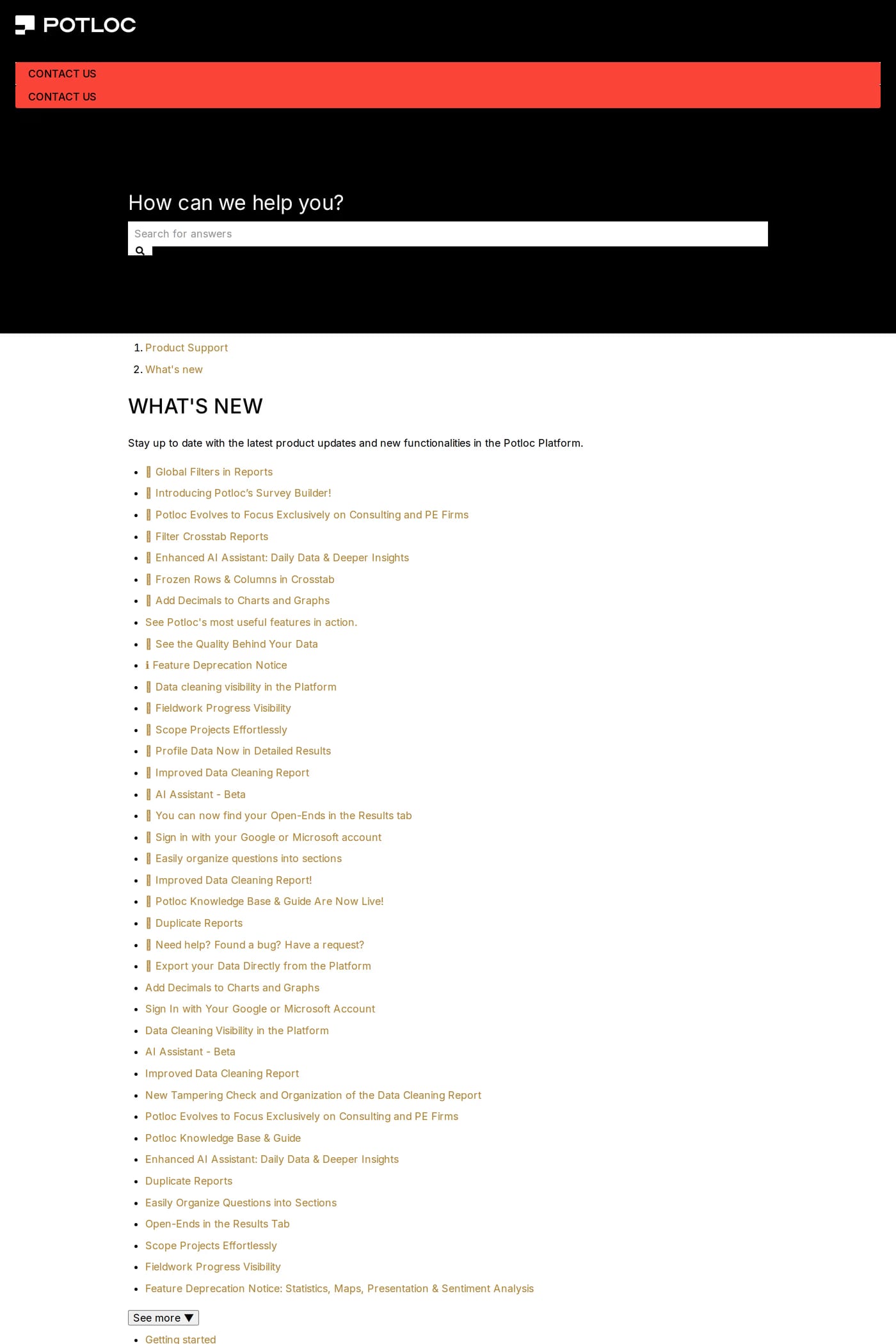 Potloc changelog page