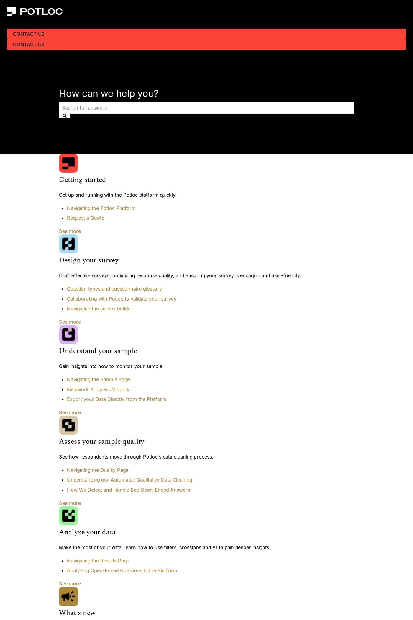 Potloc — screenshot of the docs page