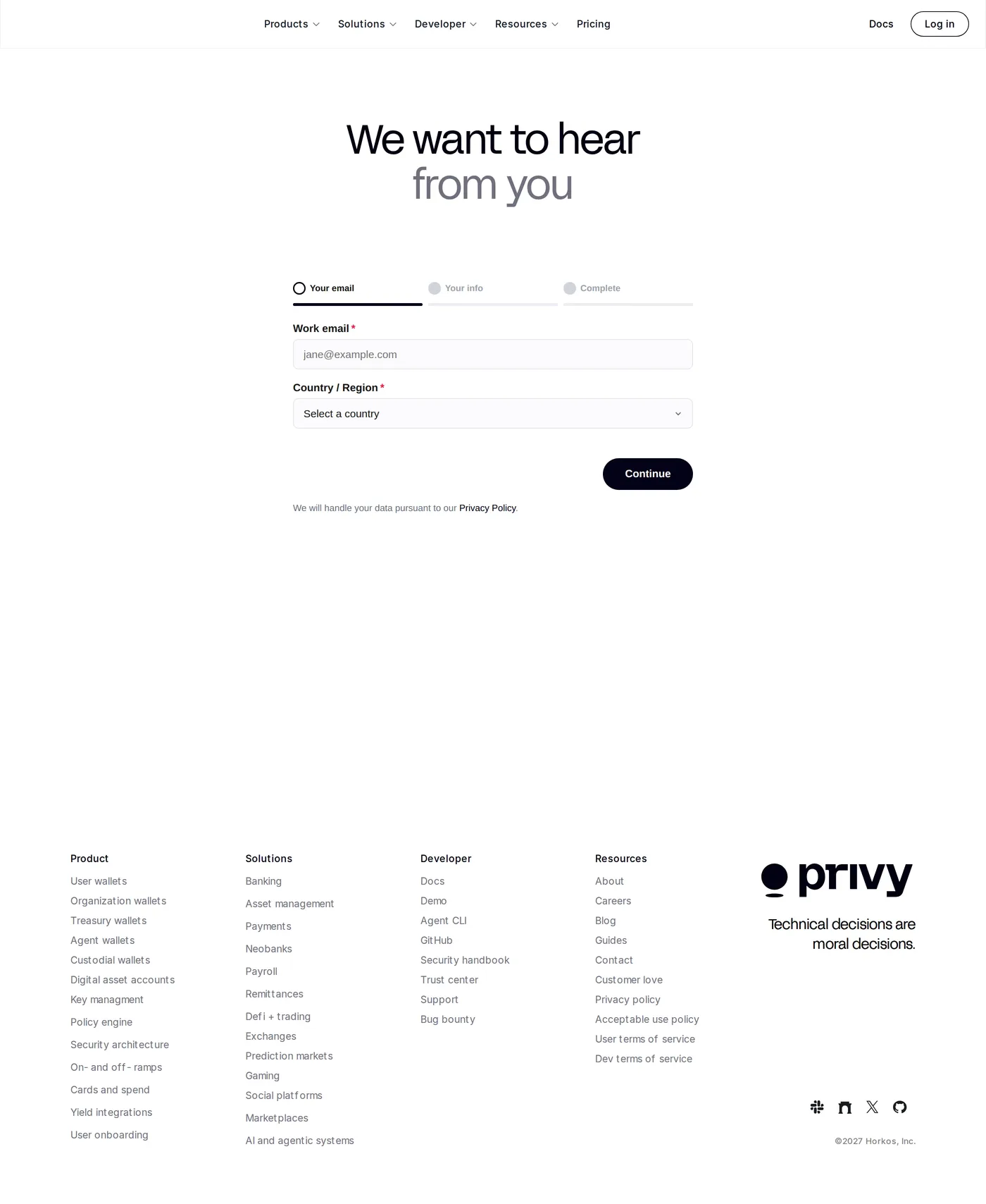 Privy — screenshot of the contact page