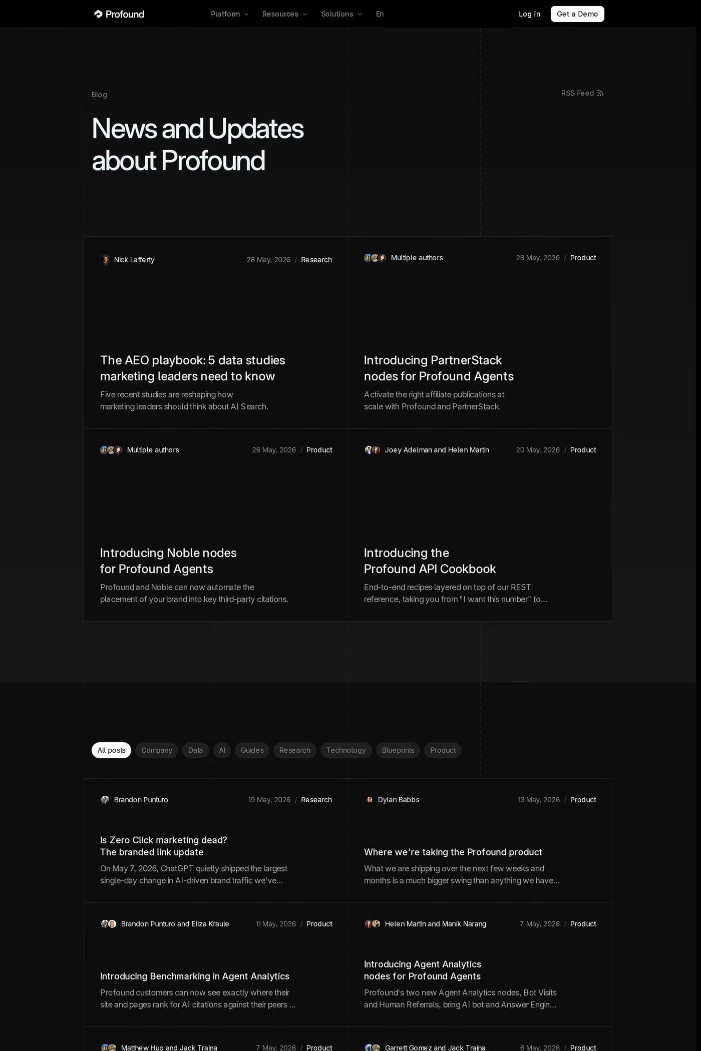 Profound — screenshot of the blog page