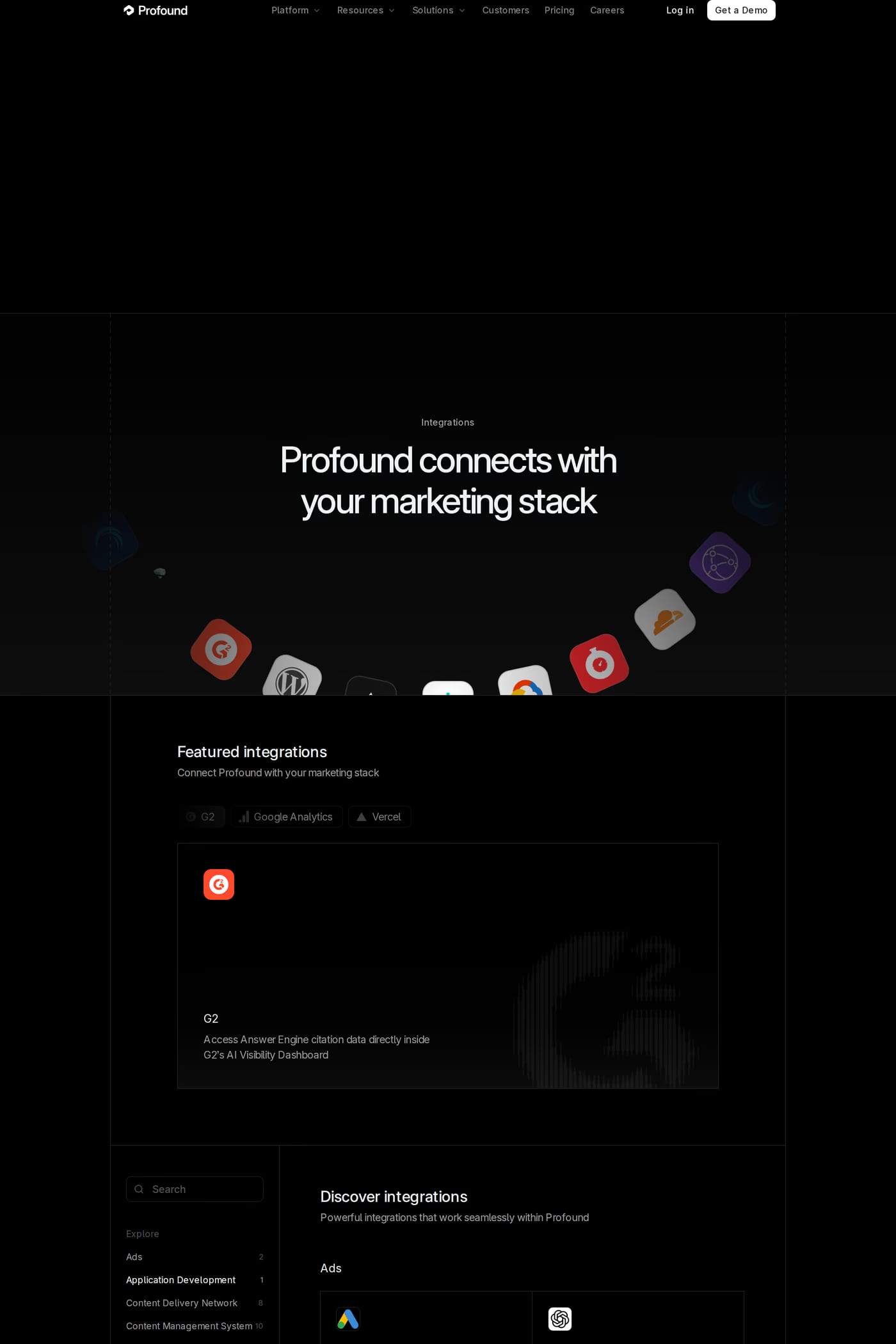 Profound integrations page