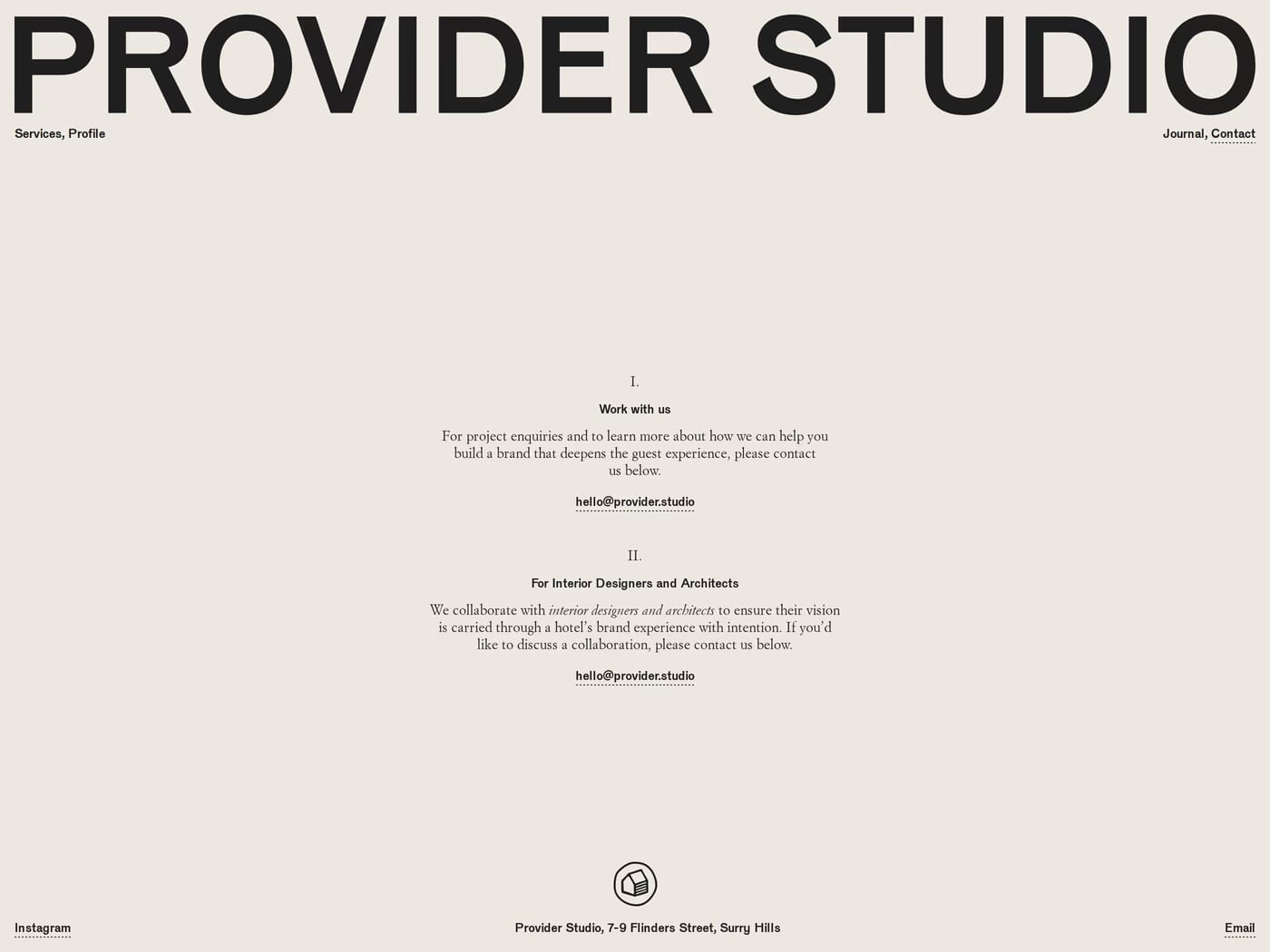 Provider — screenshot of the contact page