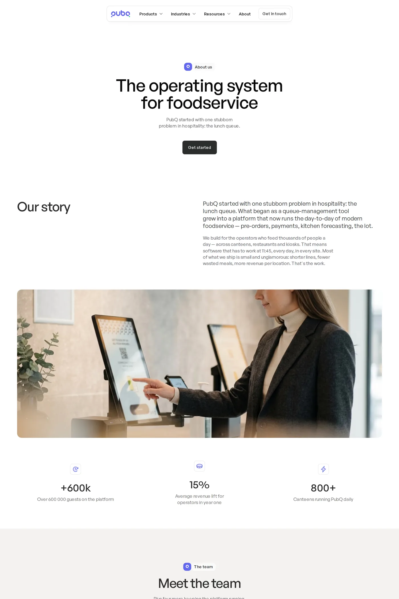 PubQ — screenshot of the about page