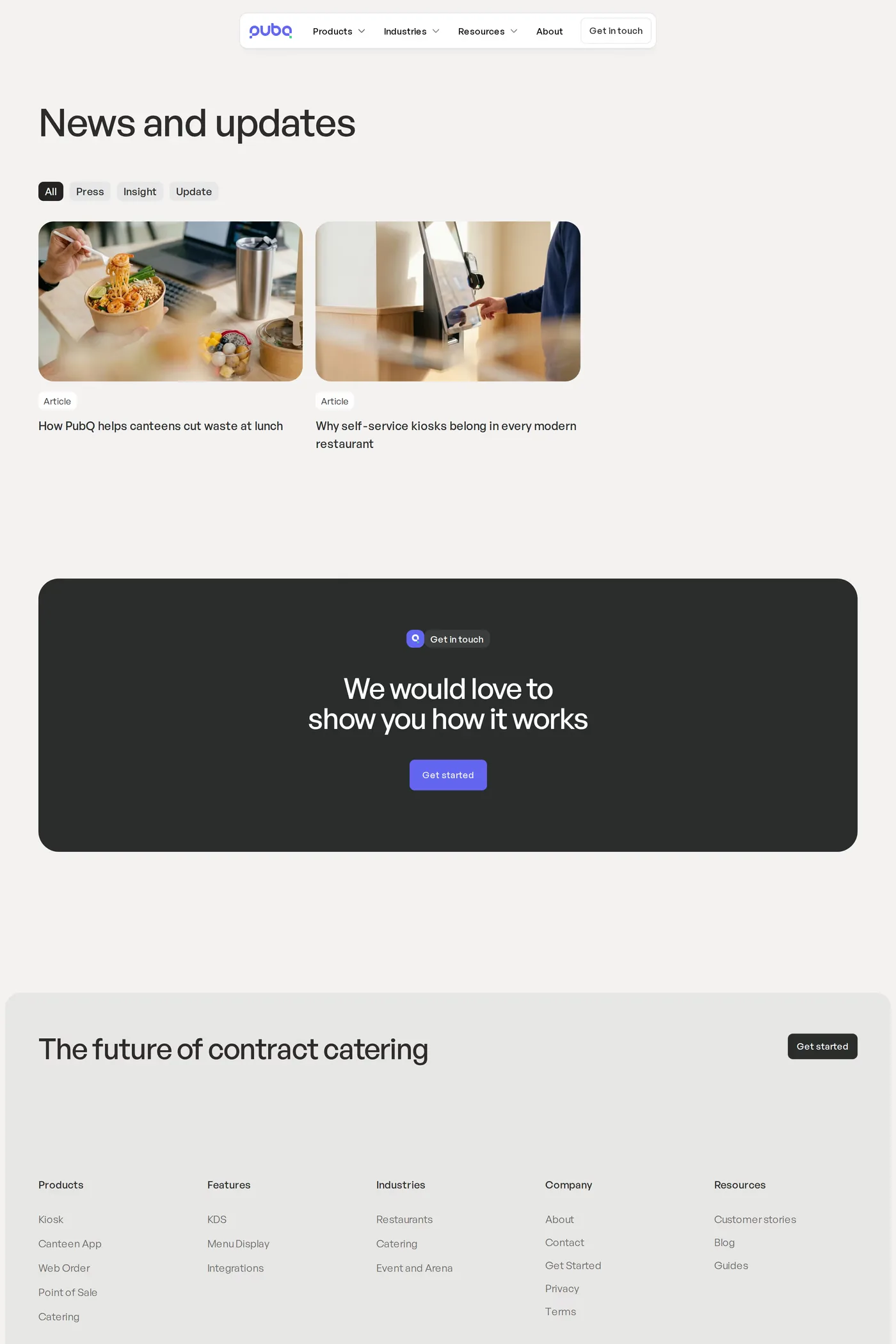 PubQ — screenshot of the blog page