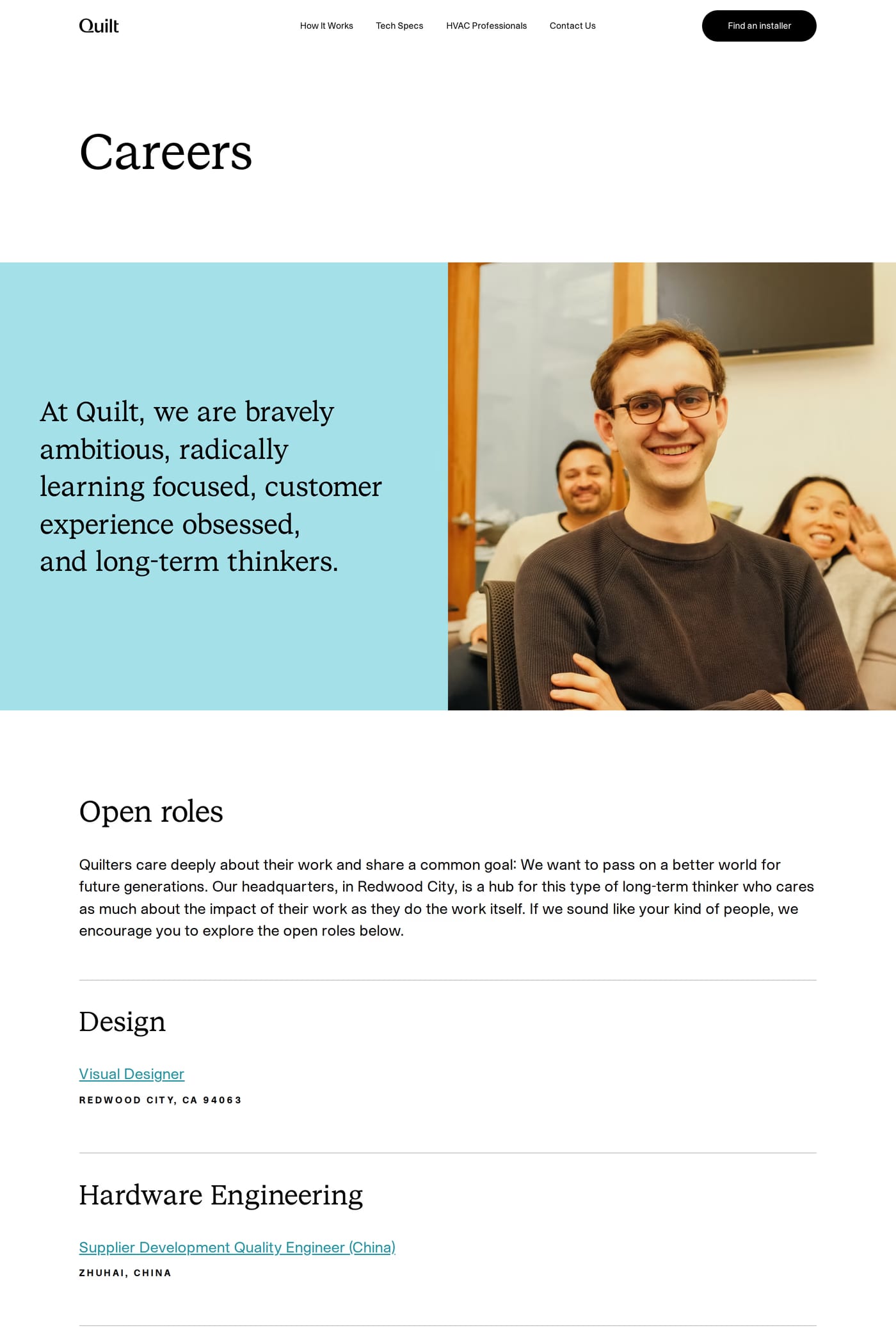 Quilt careers page