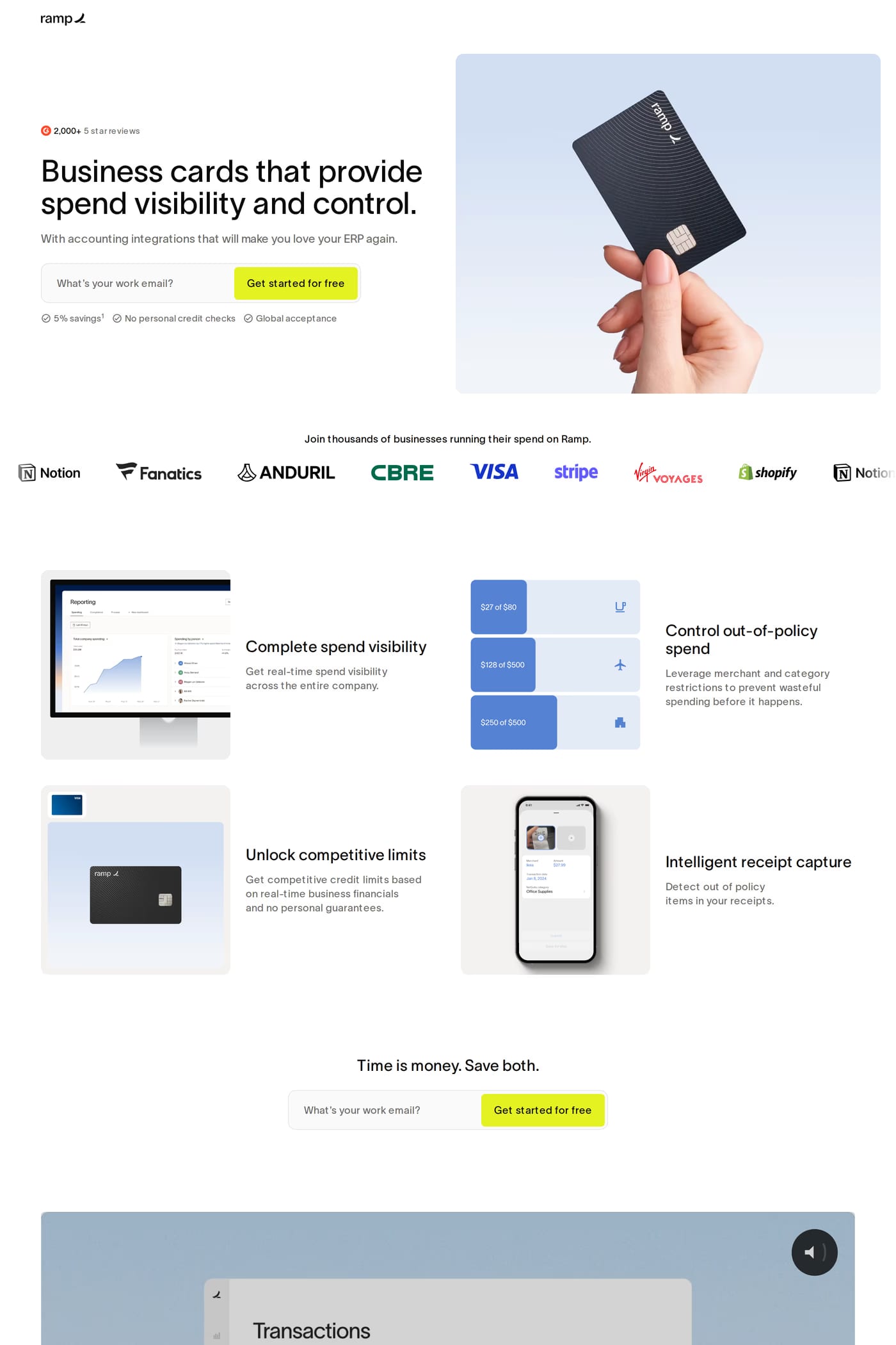 Ramp sign up page