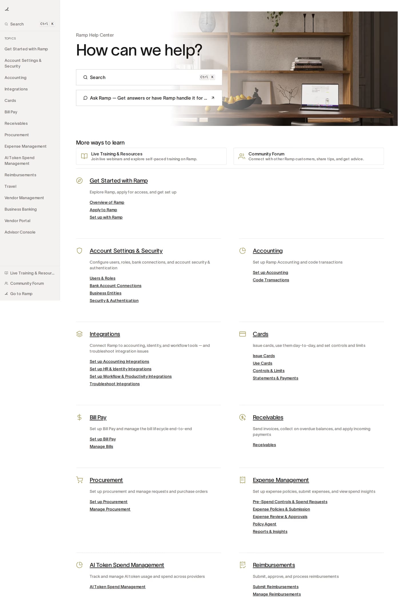 Ramp Travel — screenshot of the docs page