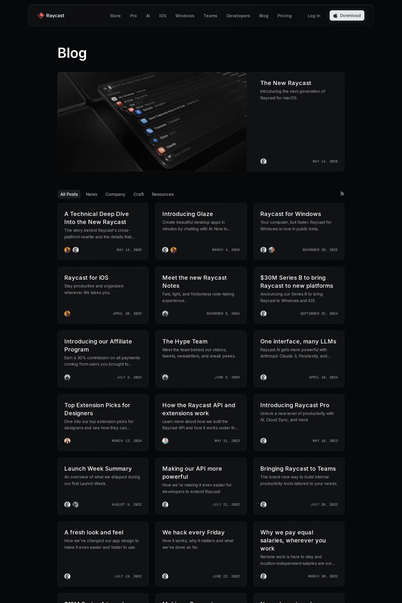 Raycast blog page