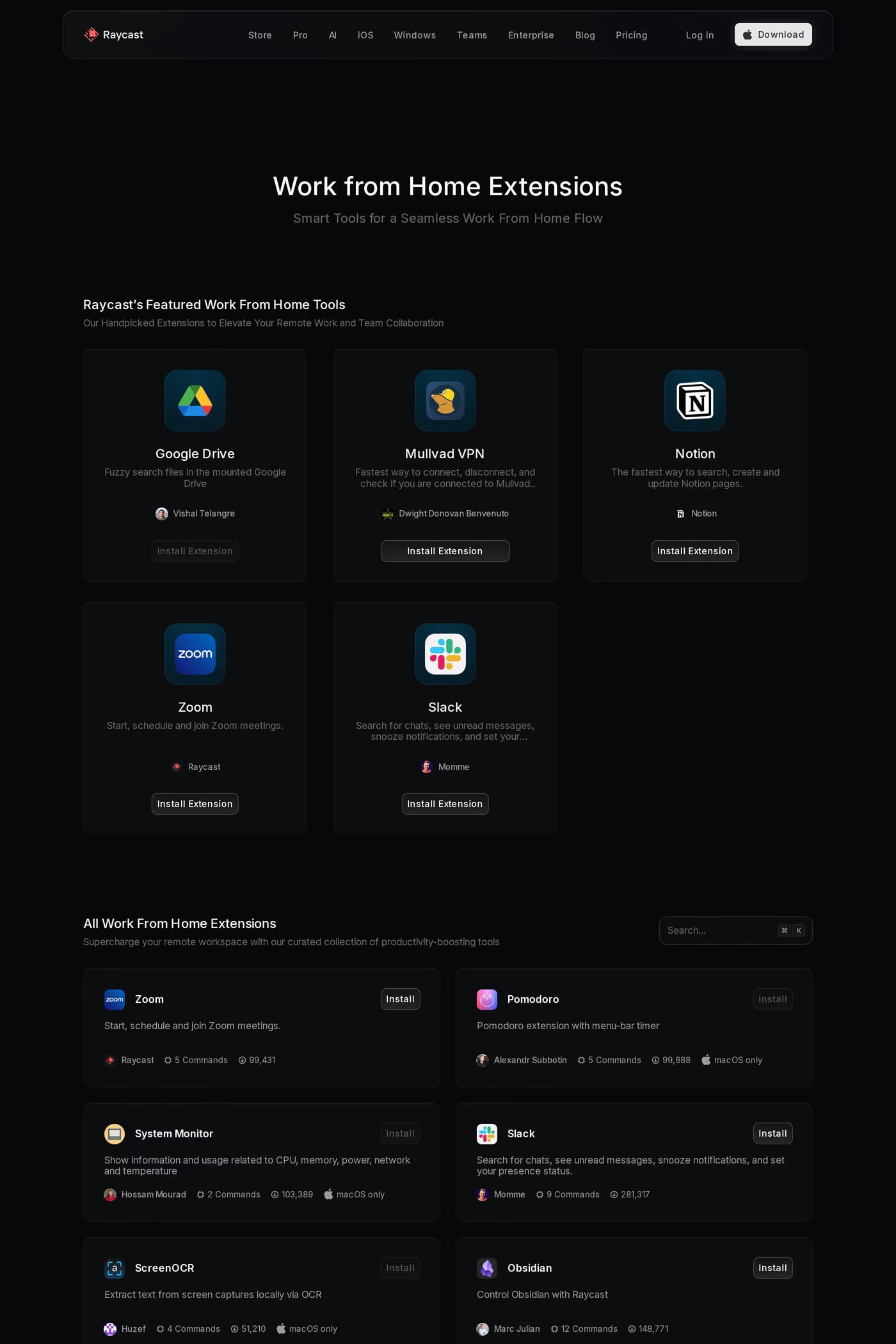 Raycast work page
