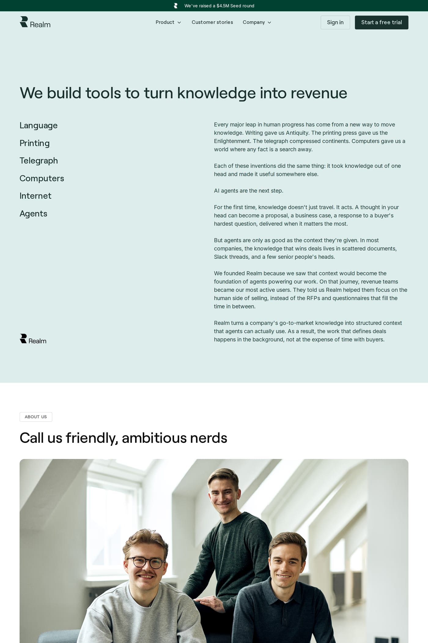 Realm — screenshot of the careers page