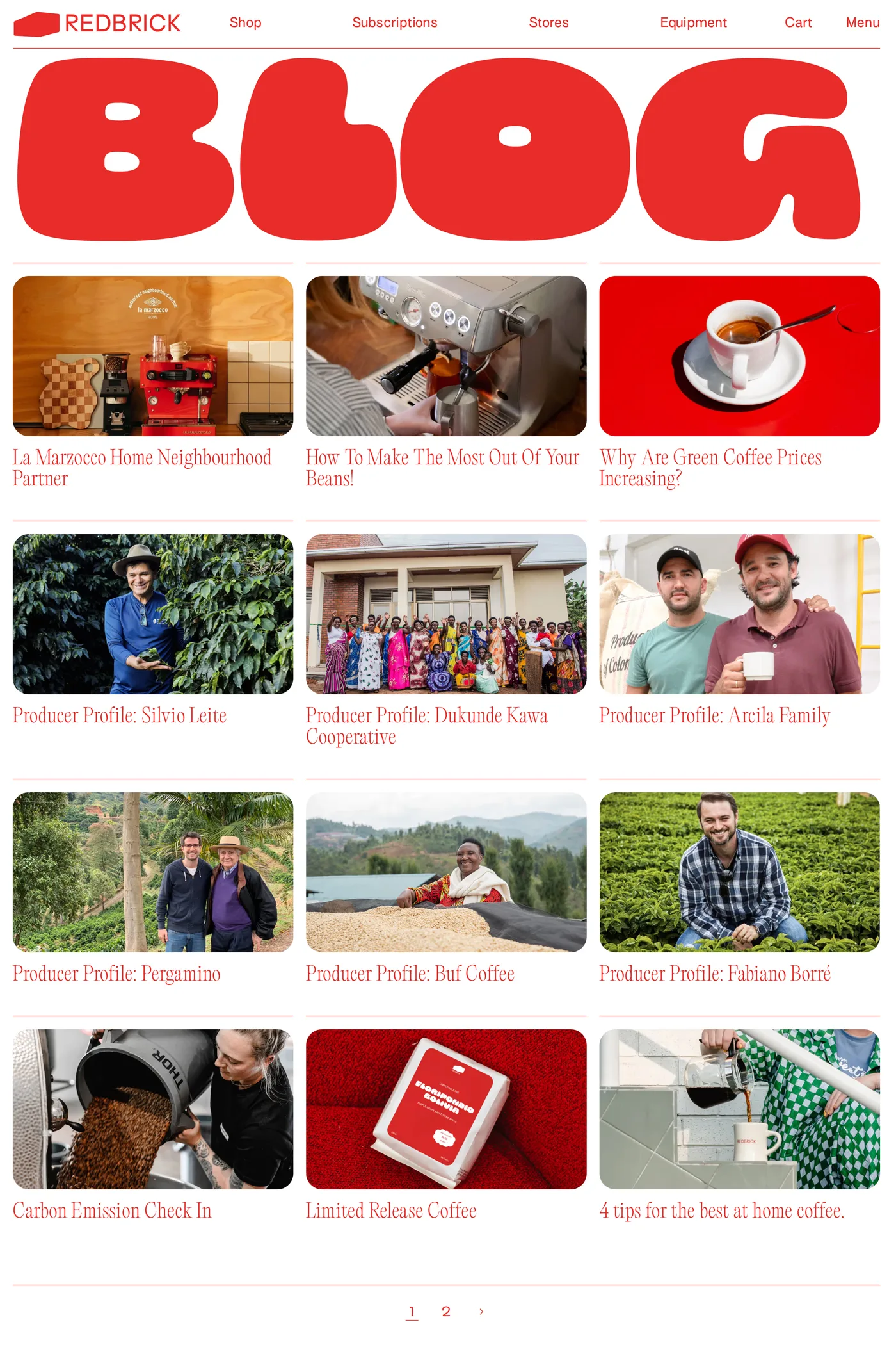 Redbrick — screenshot of the blog page