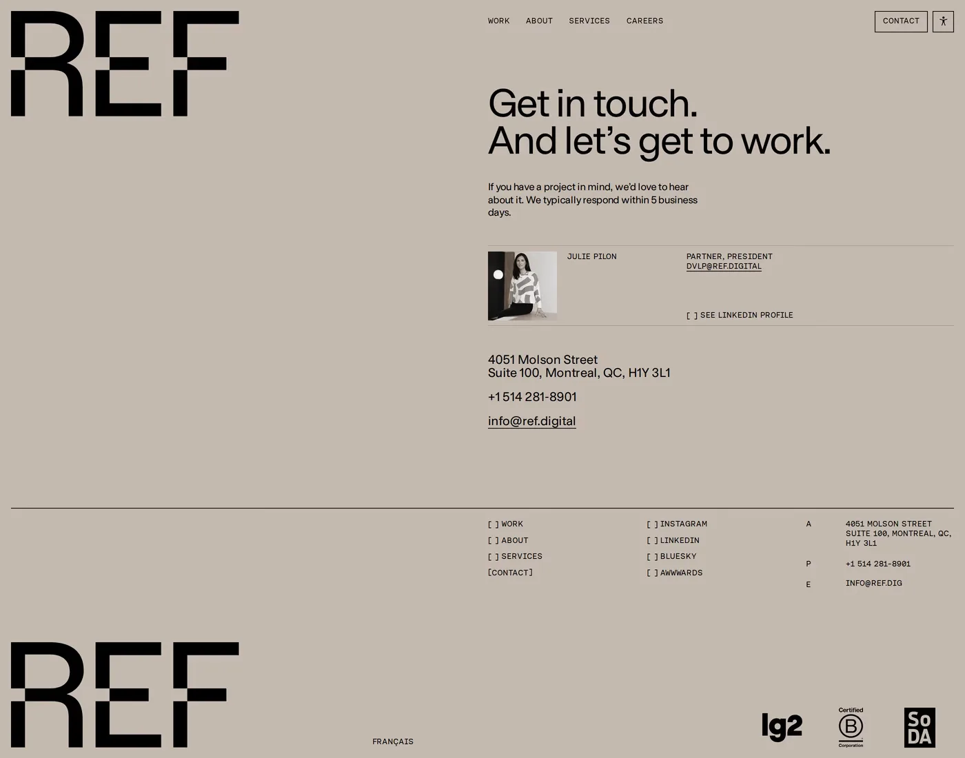 REF — screenshot of the contact page