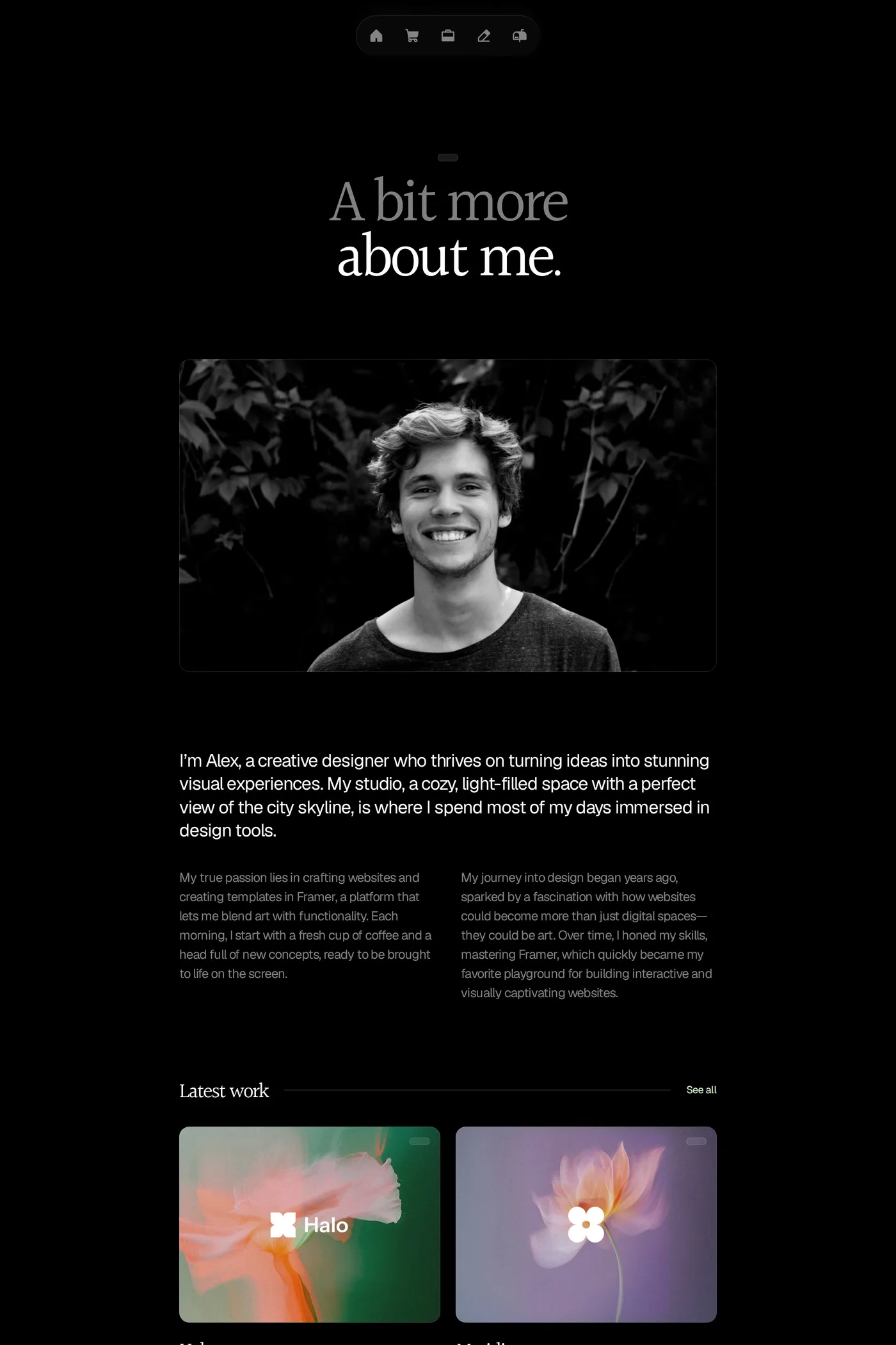 Refined — screenshot of the about page