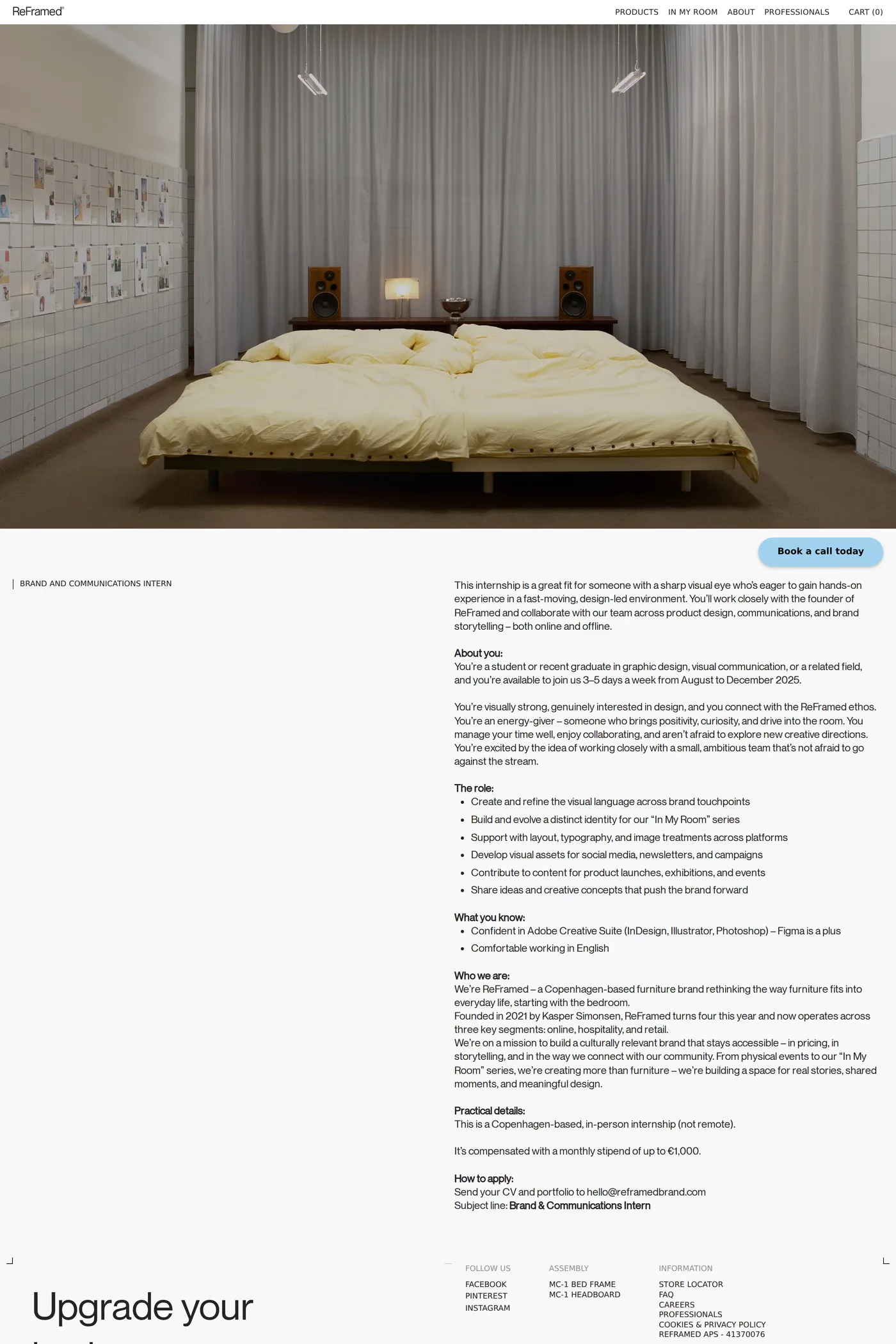 Reframed — screenshot of the careers page
