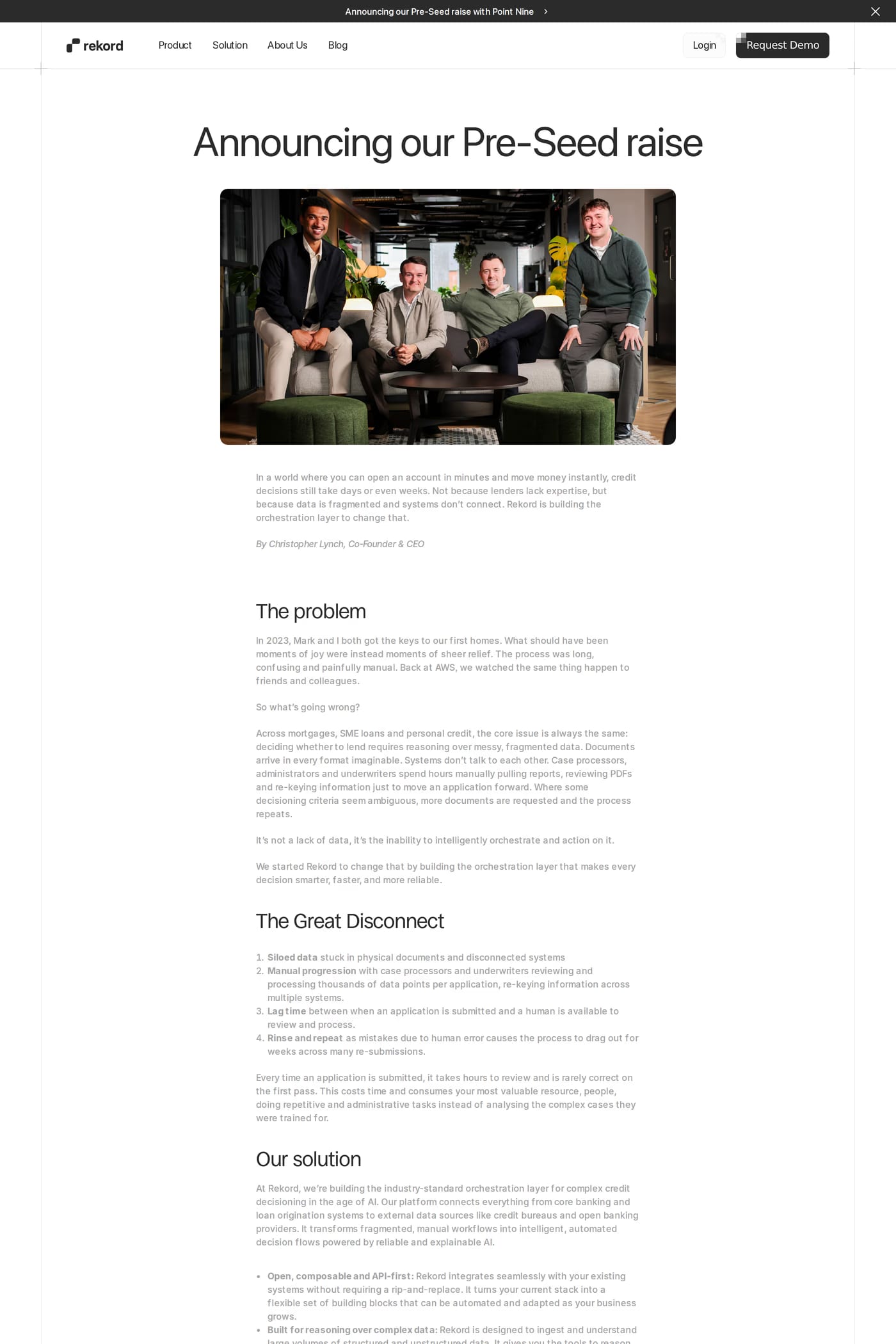 Rekord — screenshot of the blog page