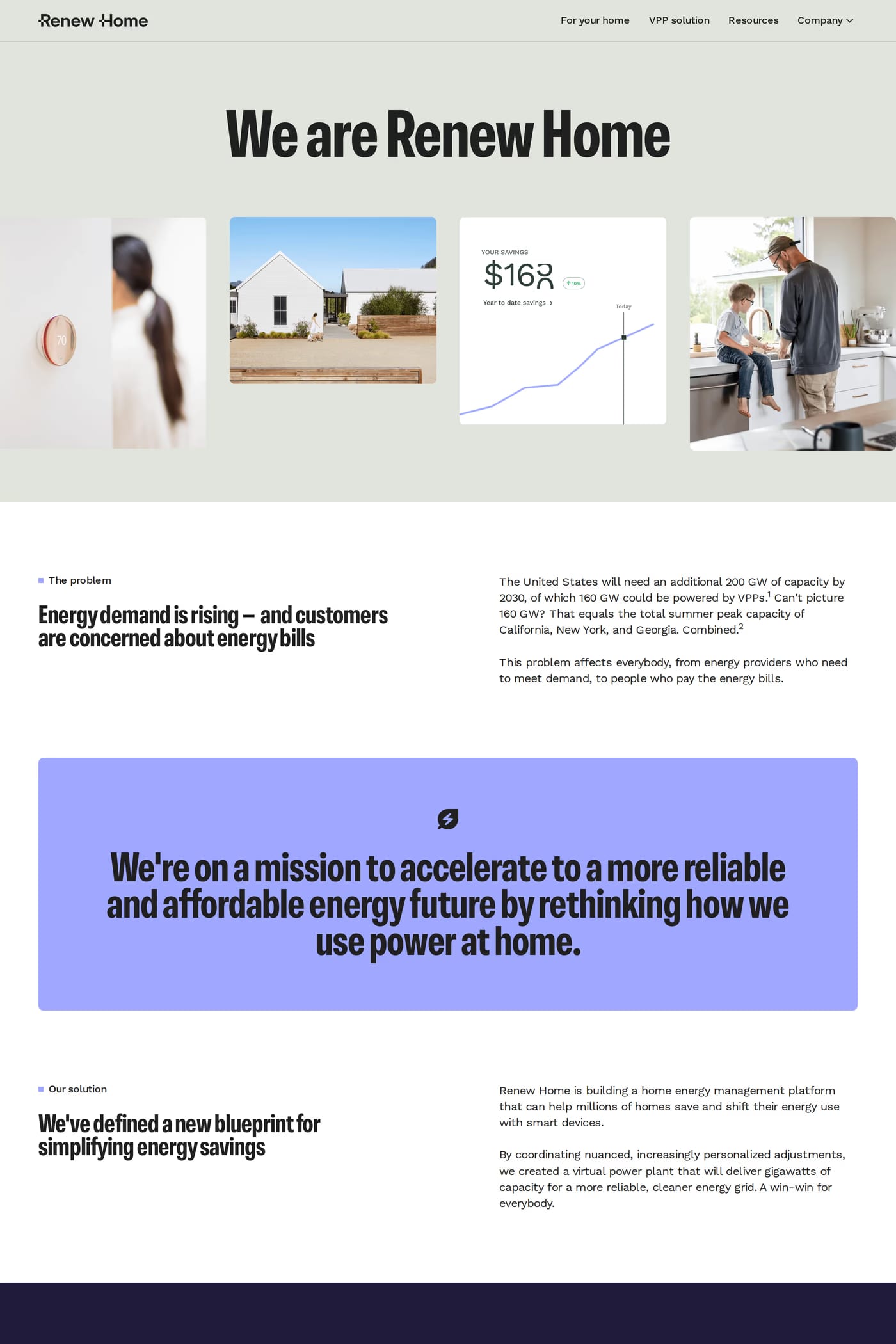 Renew Home — screenshot of the about page