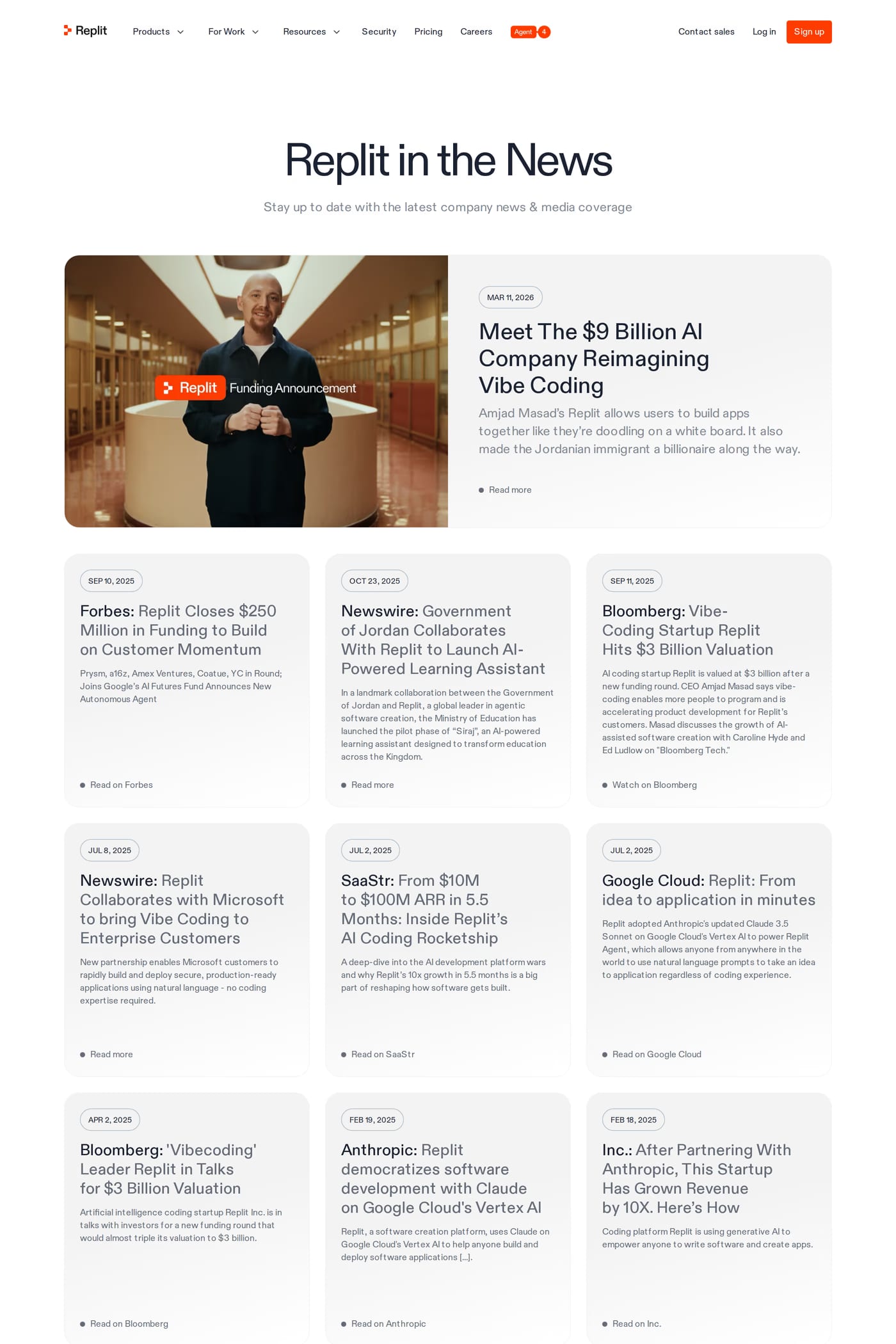 Replit — screenshot of the blog page