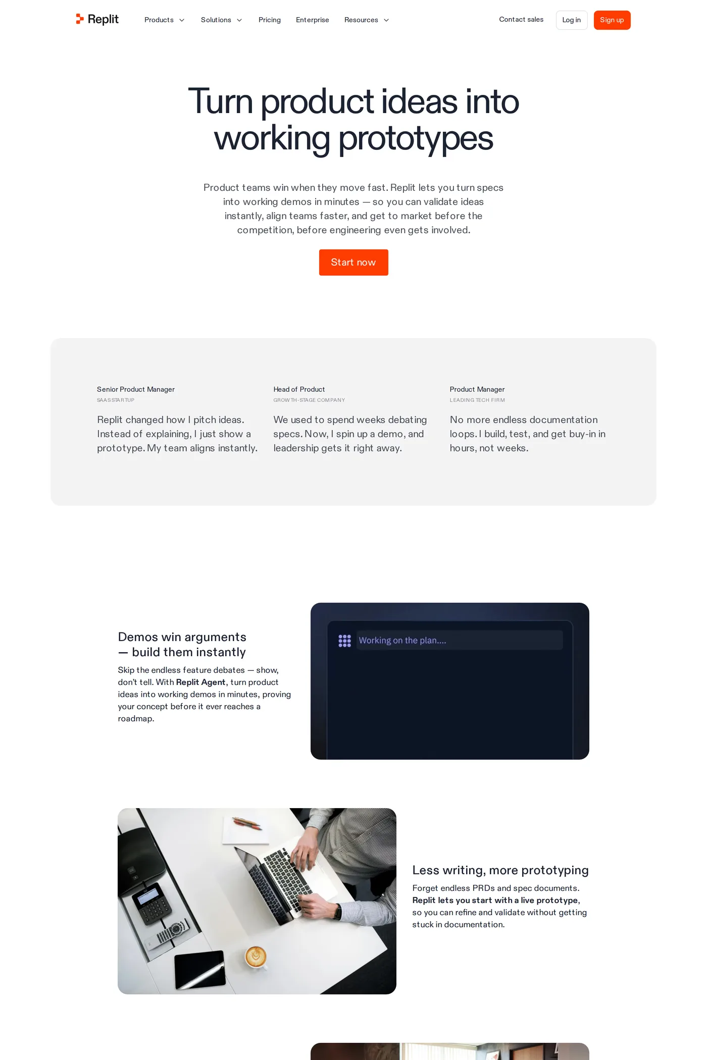 Replit — screenshot of the features page