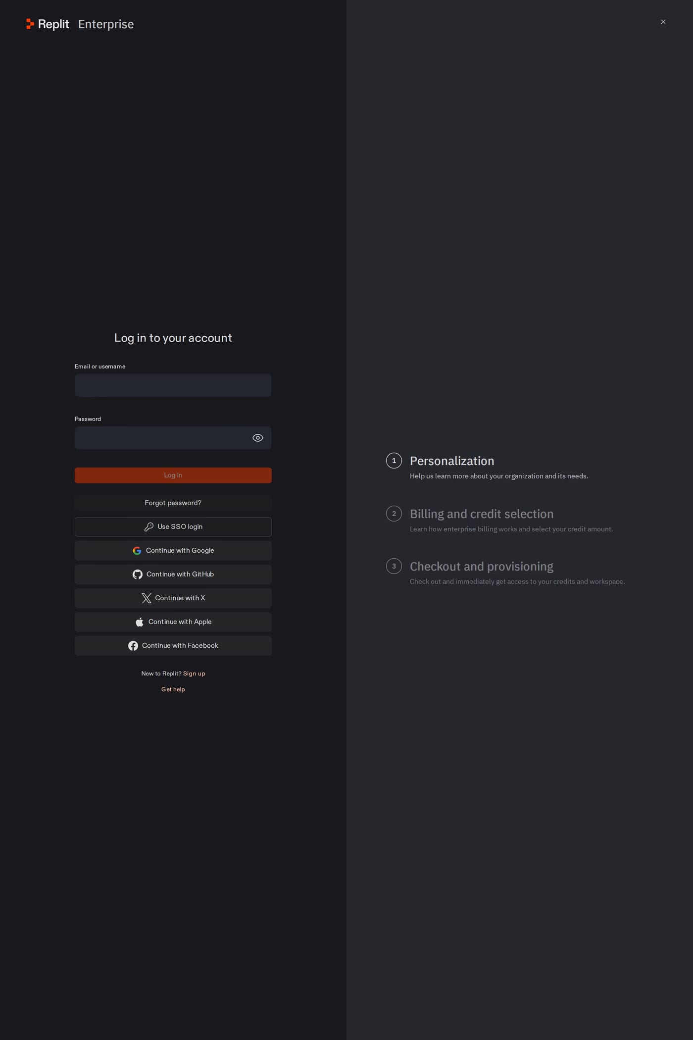 Replit — screenshot of the login page