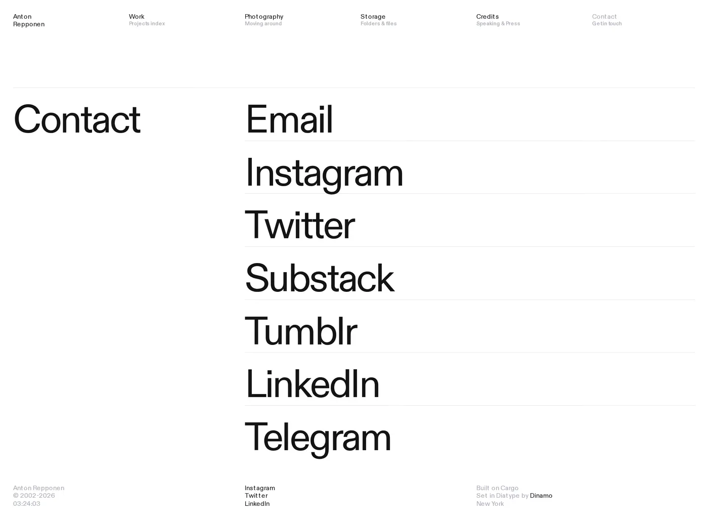 Repponen — screenshot of the contact page