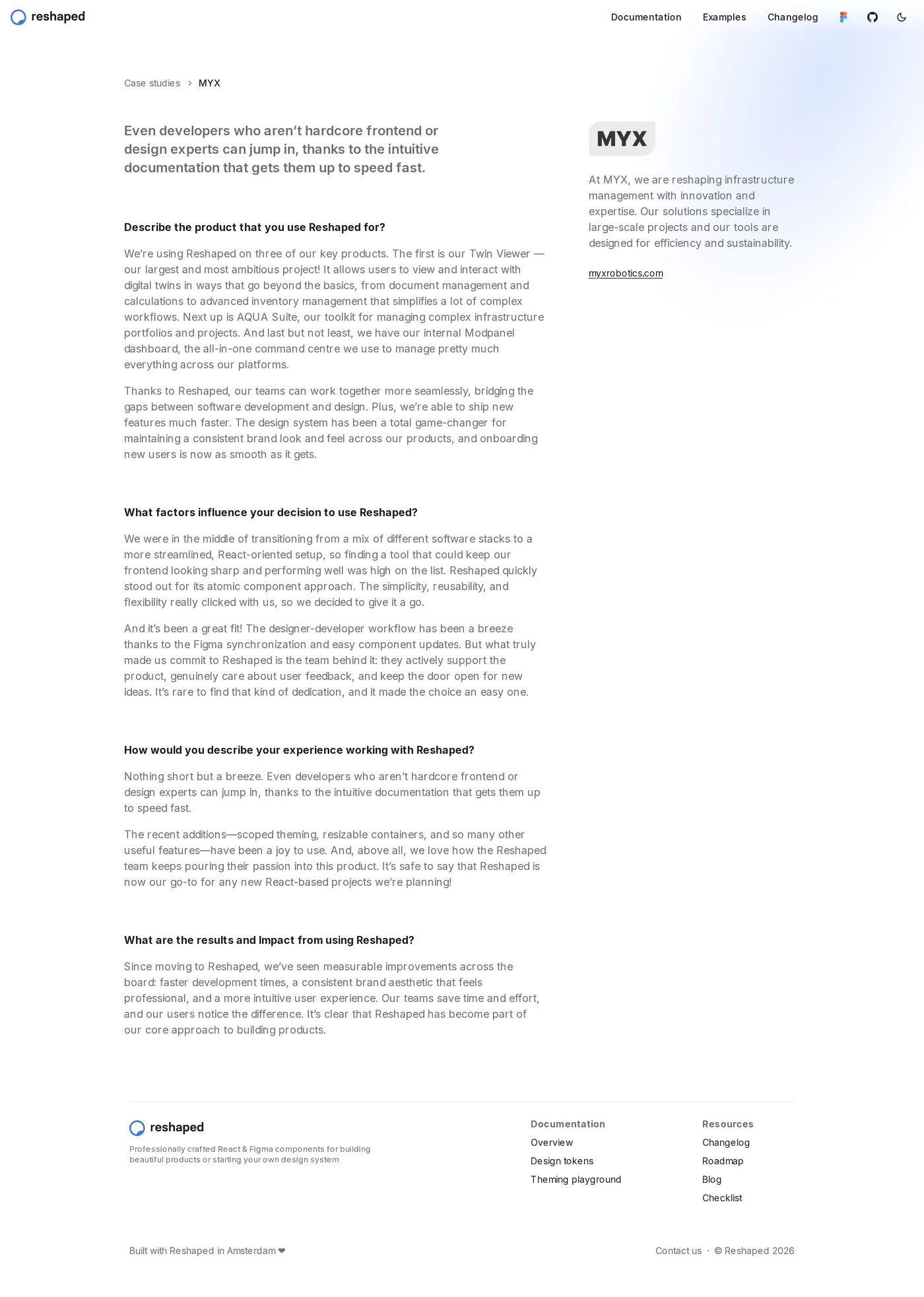 Reshaped — screenshot of the work page