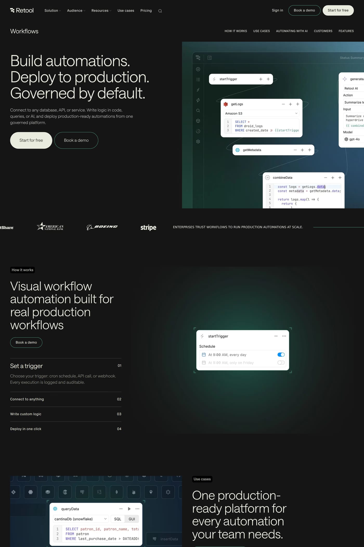 Retool features page