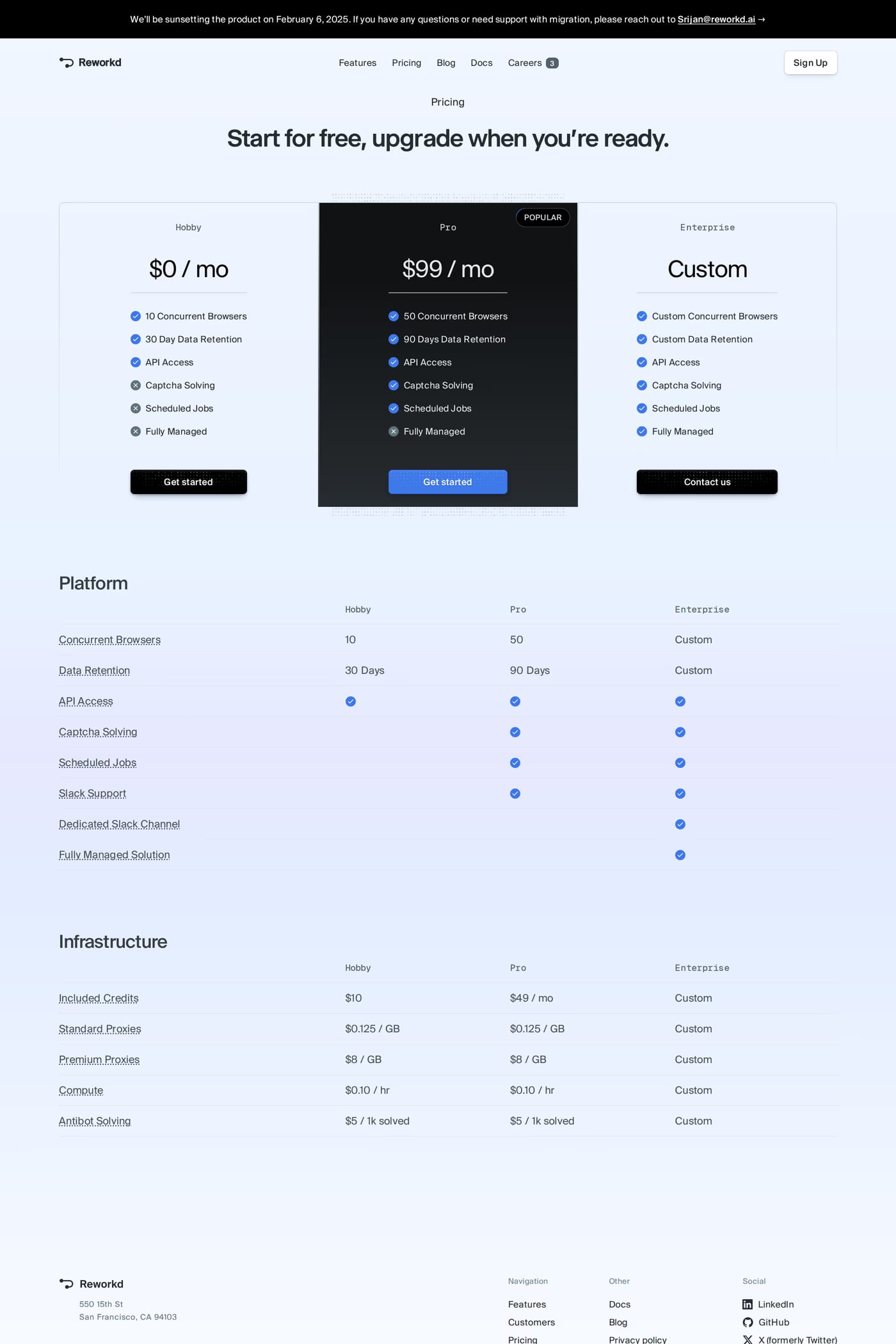 Reworkd pricing page