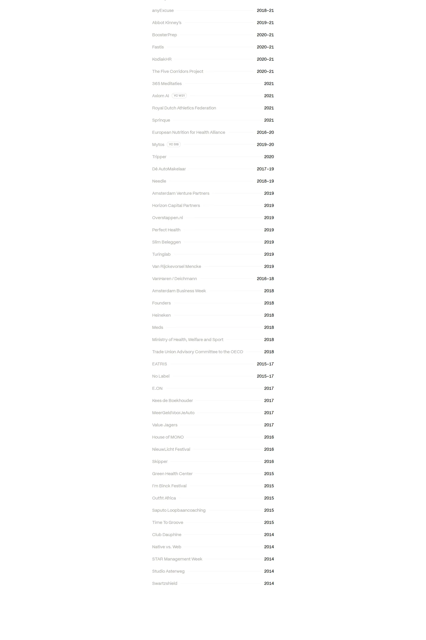 Robin Humphreys — screenshot of the work page