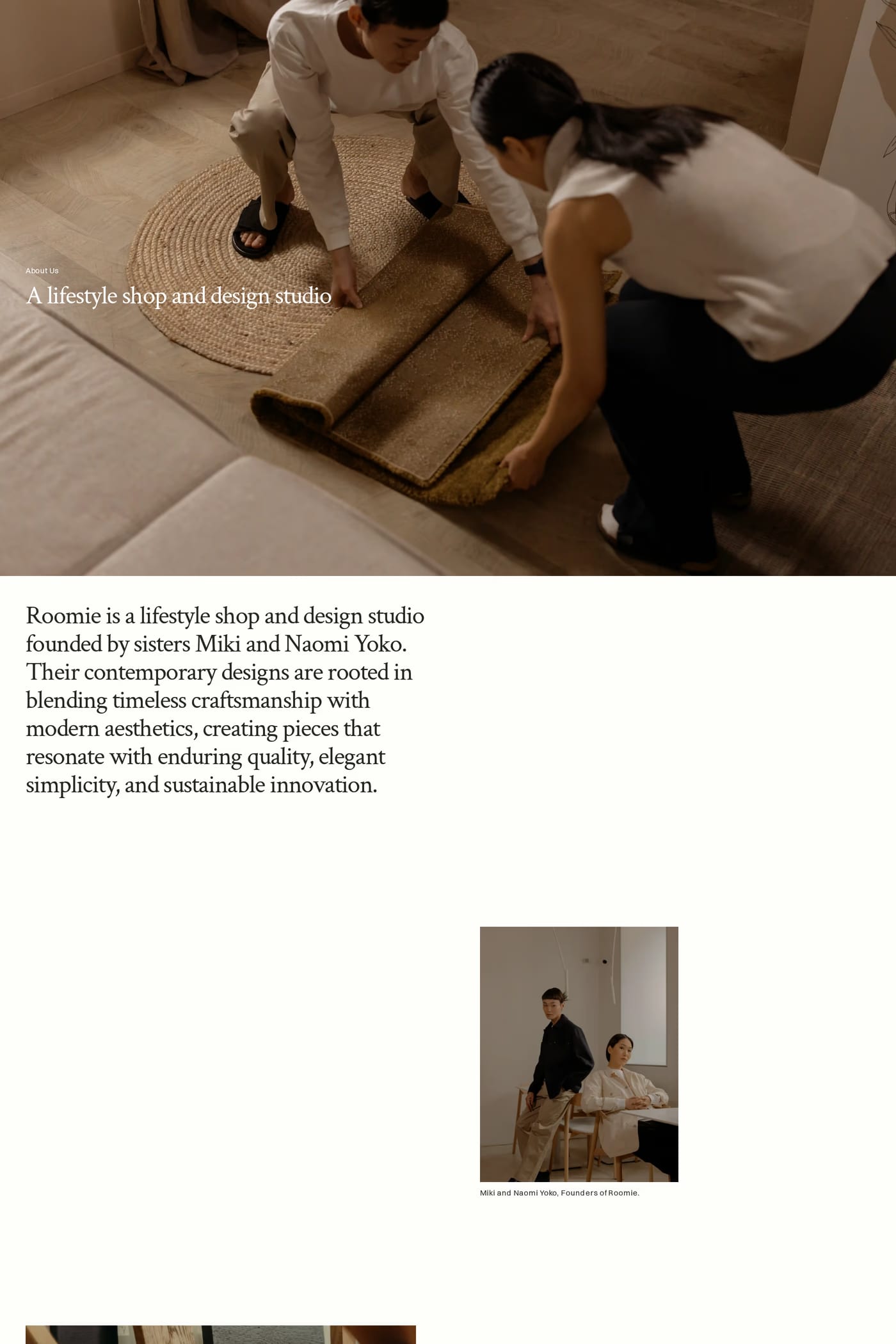 Roomie — screenshot of the about page