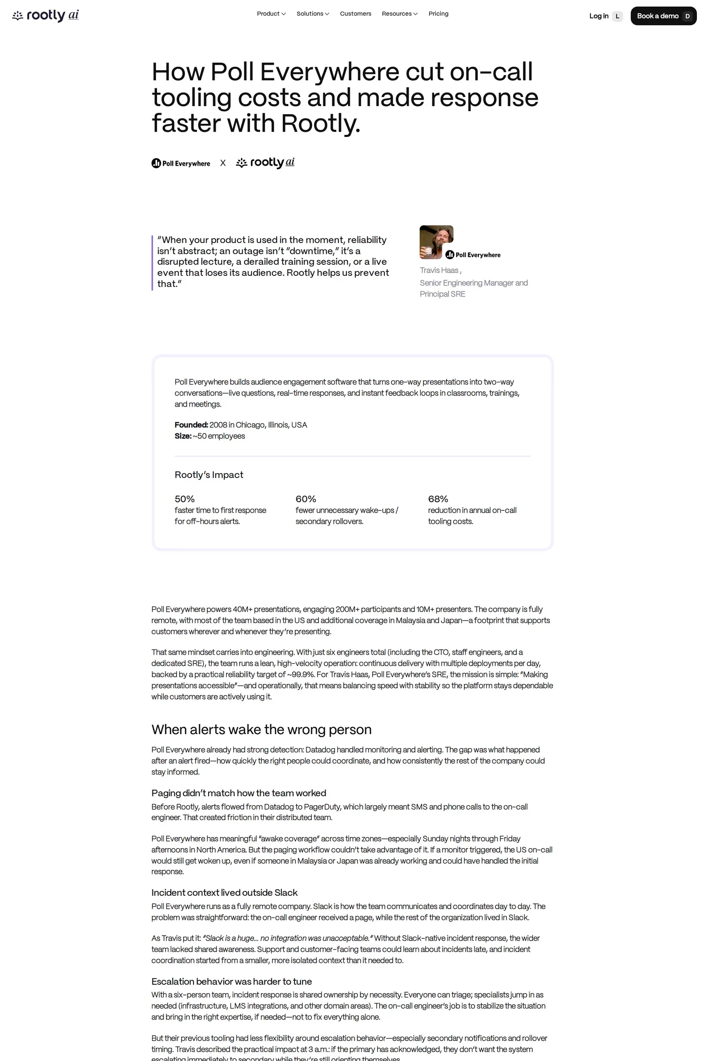 Rootly — screenshot of the case studies page