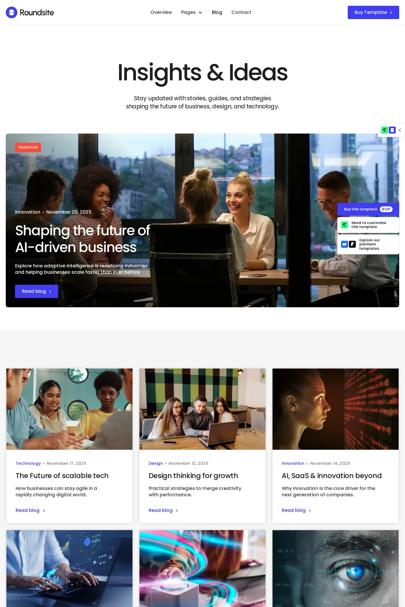 Roundsite — screenshot of the blog page