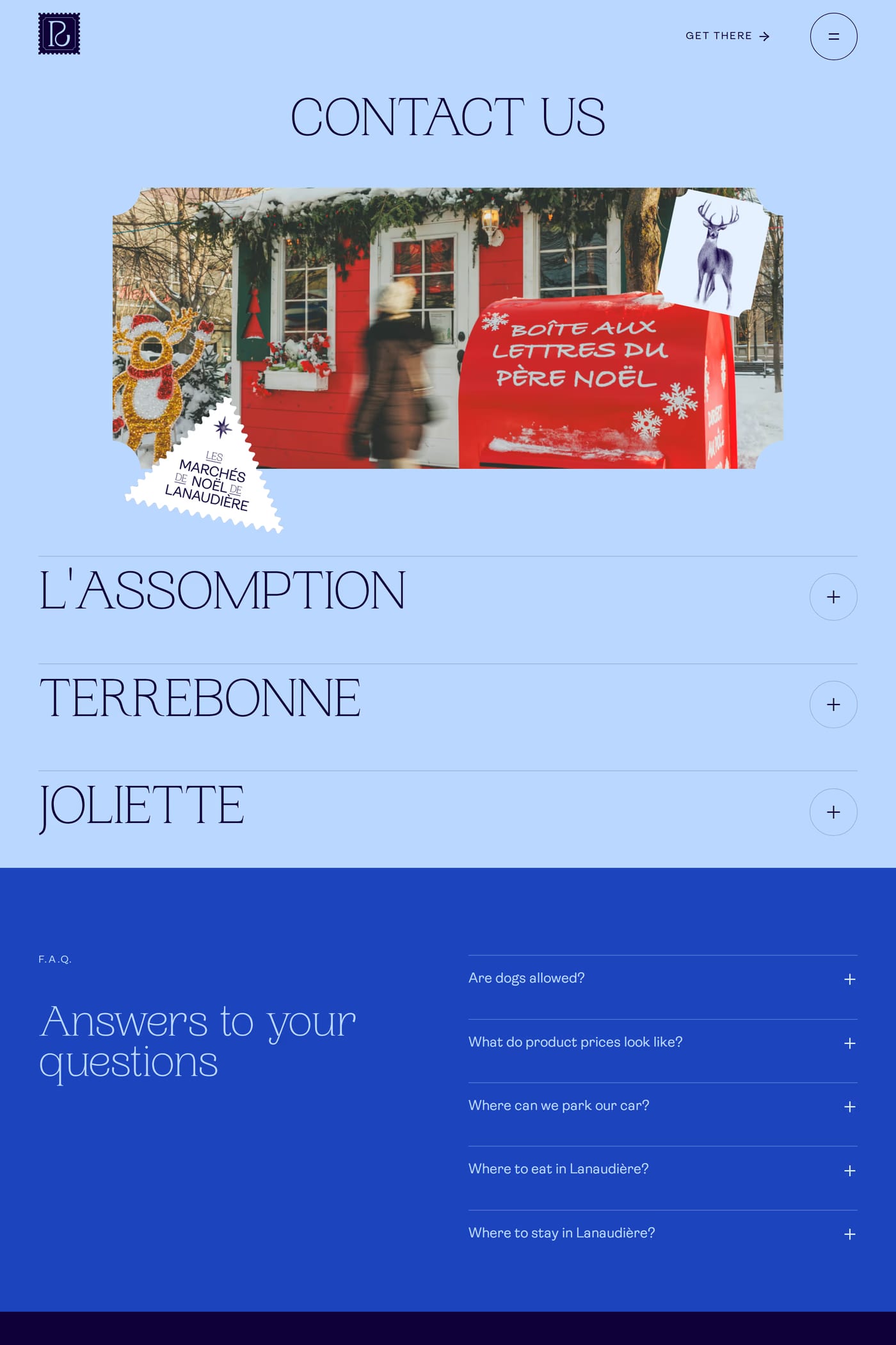 Route de Noël contact page