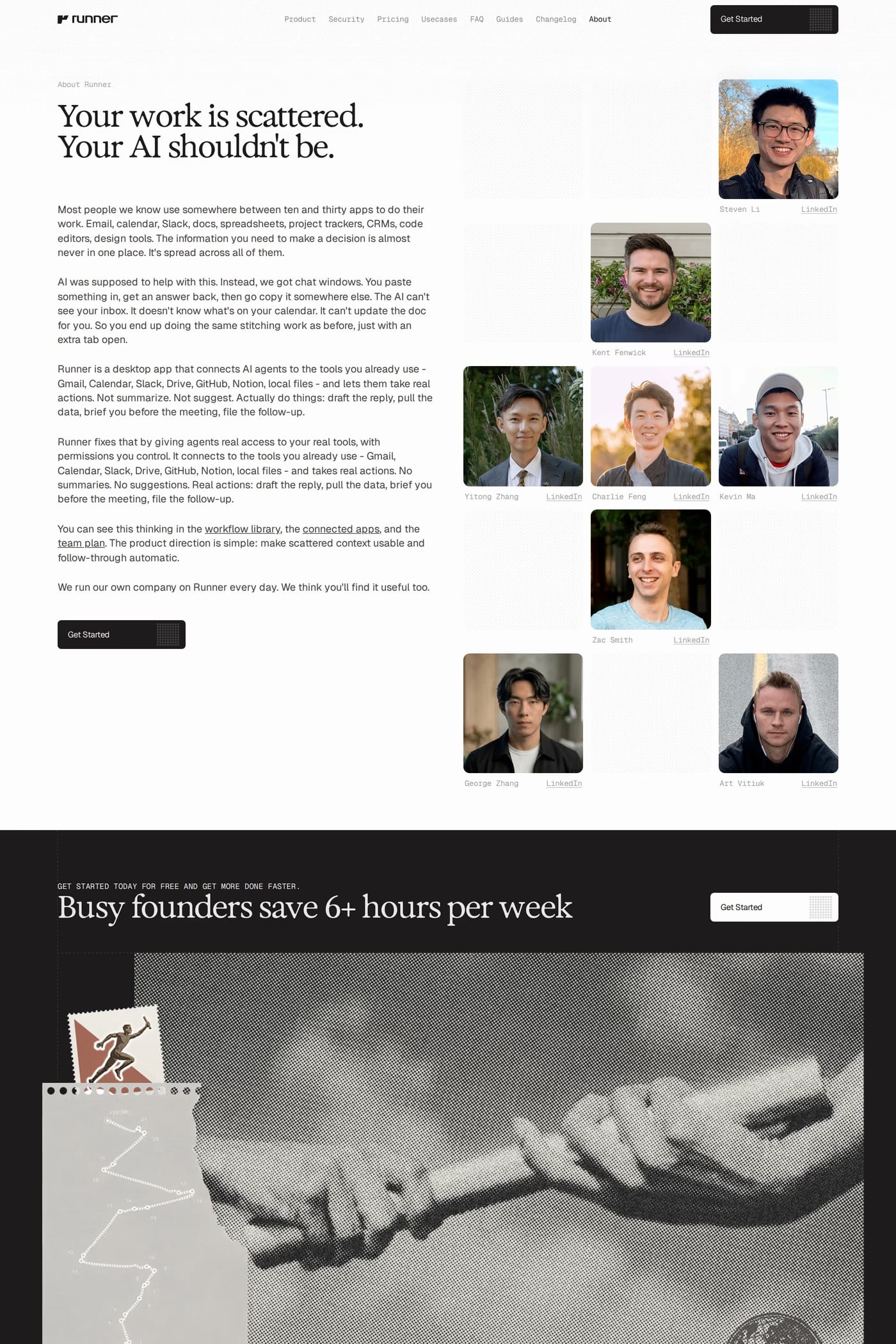 Runner — screenshot of the about page